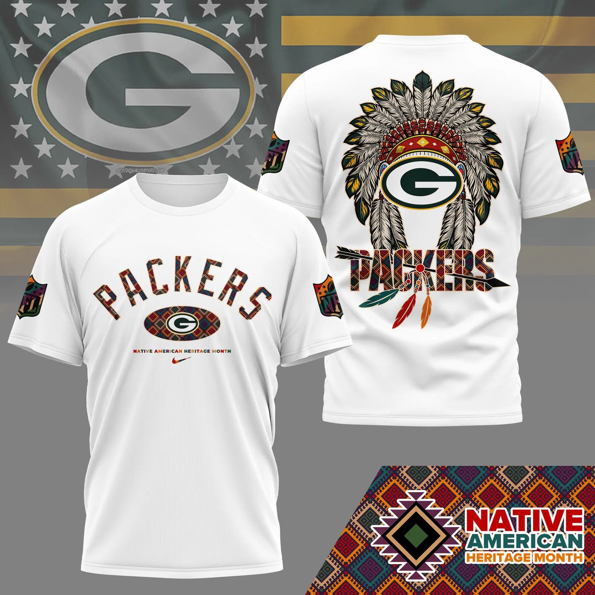 Green Bay Packers |Premium Native American Heritage Month 3D Shirt NY – HuddleStyle.com - Image 3