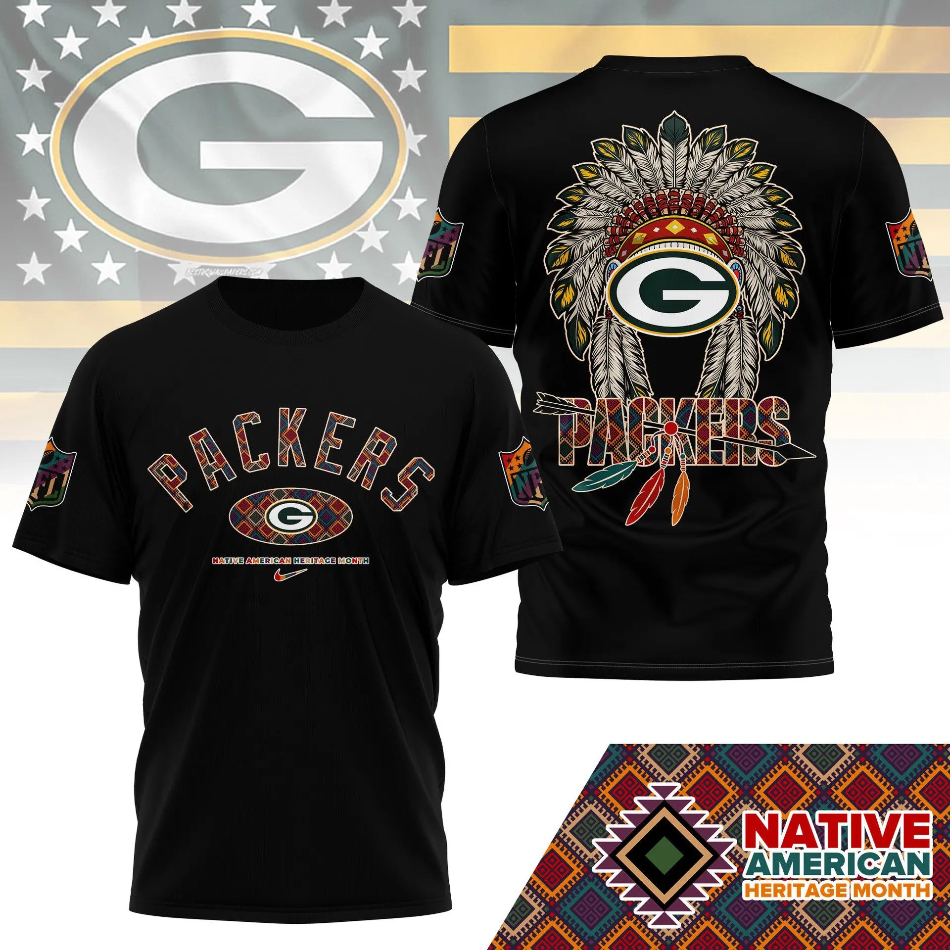 Green Bay Packers |Premium Native American Heritage Month 3D Shirt NY – HuddleStyle.com - Main