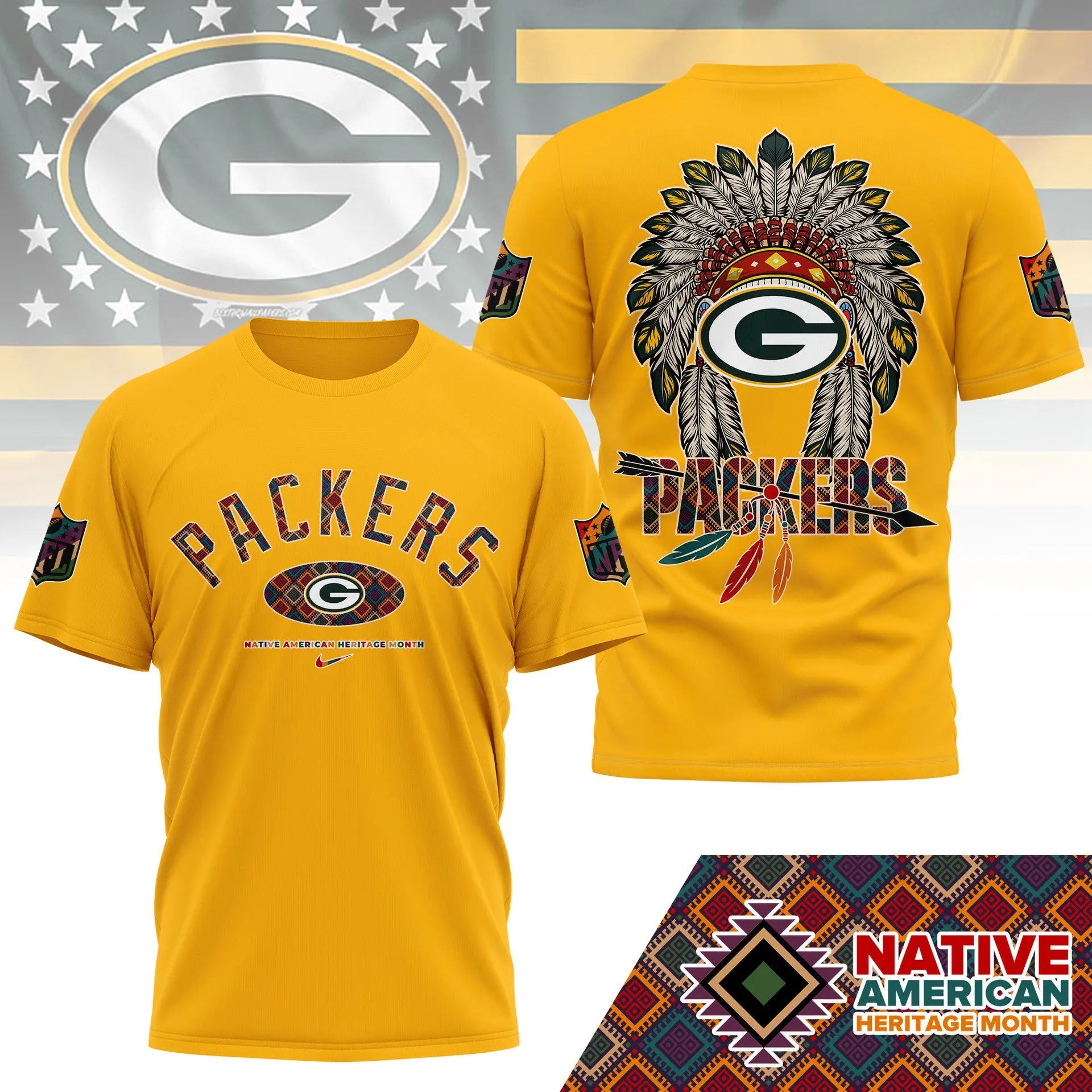 Green Bay Packers |Premium Native American Heritage Month 3D Shirt NY – HuddleStyle.com - Image 2