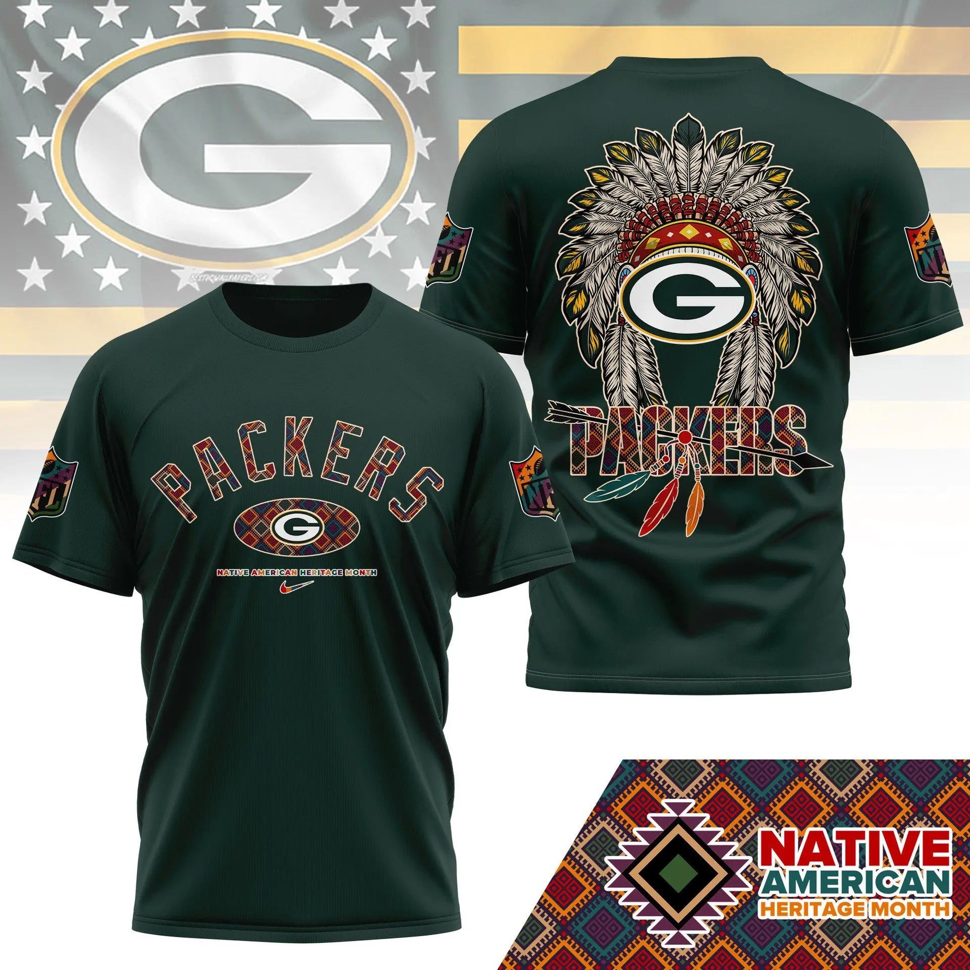 Green Bay Packers |Premium Native American Heritage Month 3D Shirt NY – HuddleStyle.com - Image 4