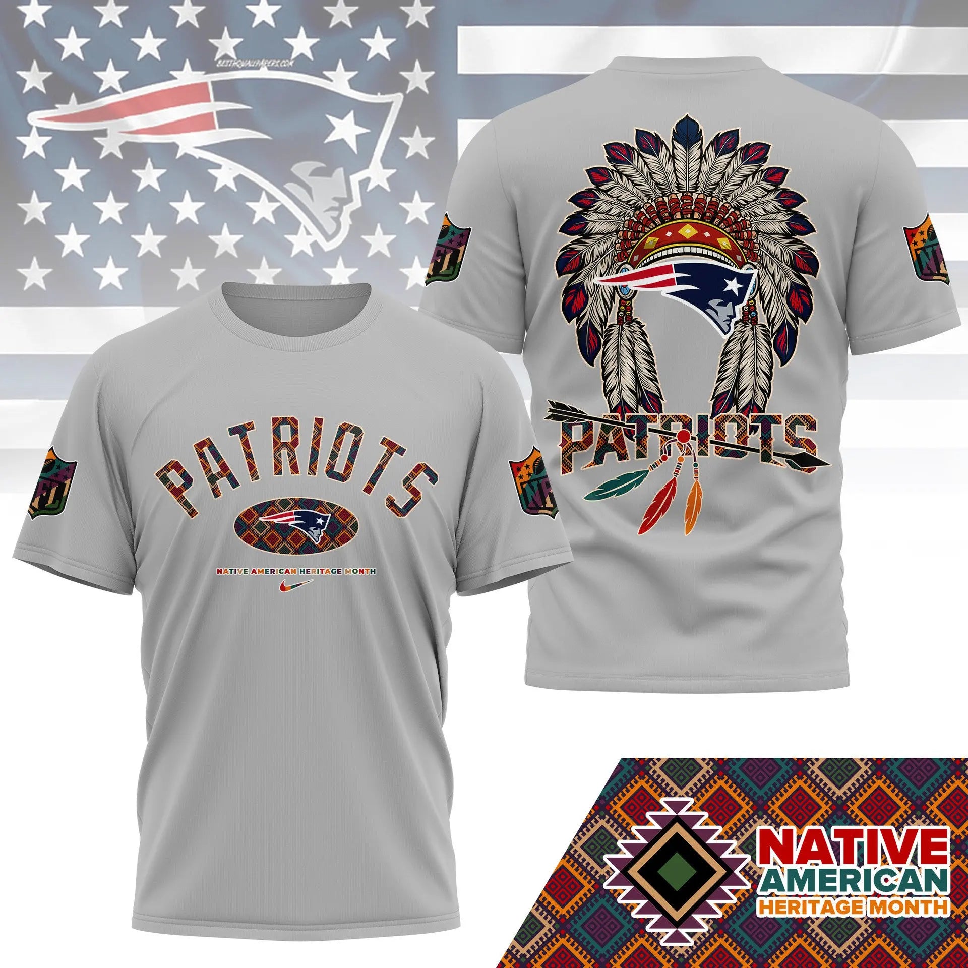 New England Patriots |Premium Native American Heritage Month 3D Shirt NY – HuddleStyle.com - Image 4