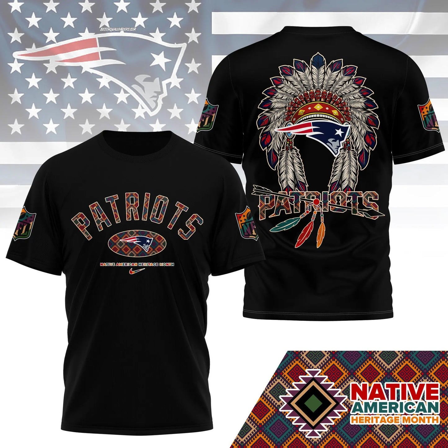 New England Patriots |Premium Native American Heritage Month 3D Shirt NY – HuddleStyle.com - Image 5