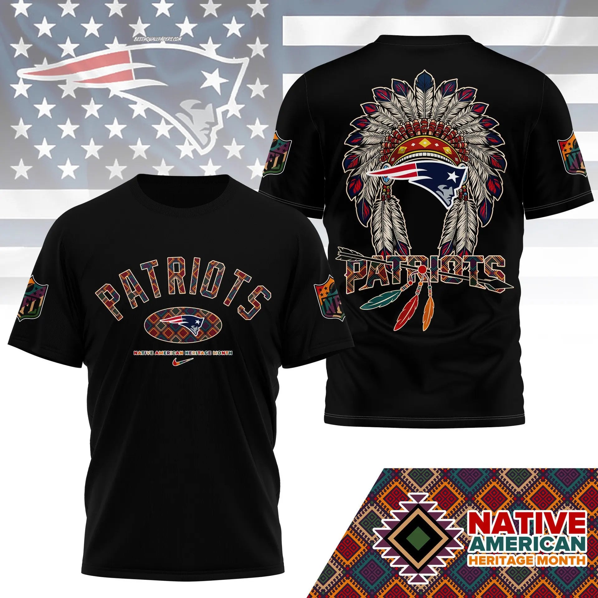 New England Patriots |Premium Native American Heritage Month 3D Shirt NY – HuddleStyle.com - Image 5