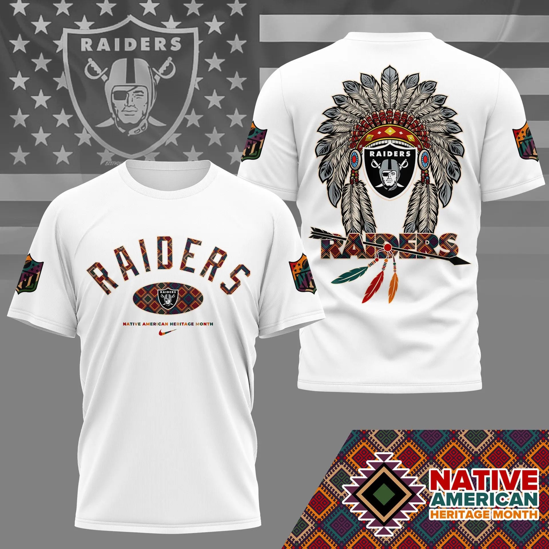 Las Vegas Raiders |Premium Native American Heritage Month 3D Shirt NY – HuddleStyle.com - Image 3