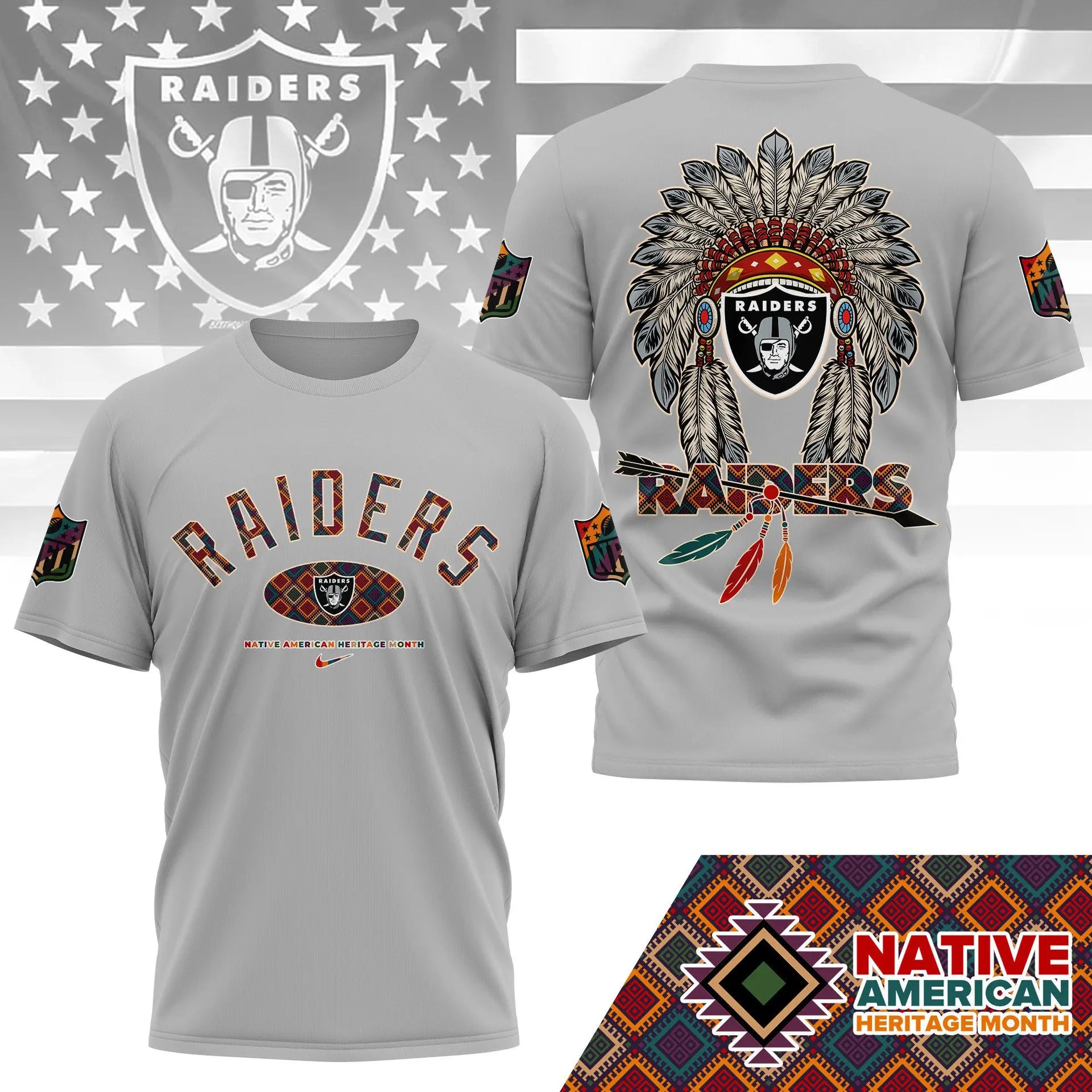 Las Vegas Raiders |Premium Native American Heritage Month 3D Shirt NY – HuddleStyle.com - Image 2