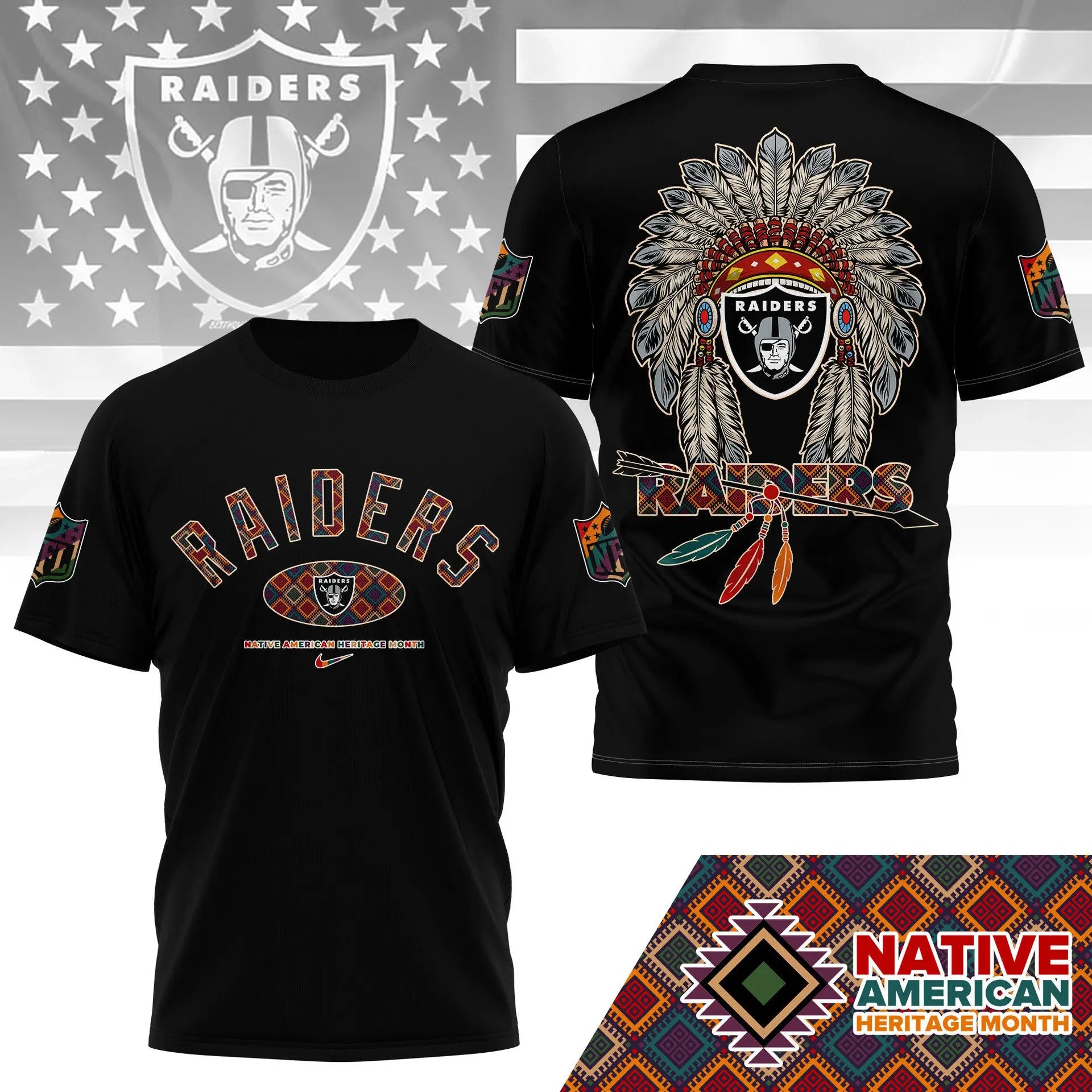 Las Vegas Raiders |Premium Native American Heritage Month 3D Shirt NY – HuddleStyle.com - Main