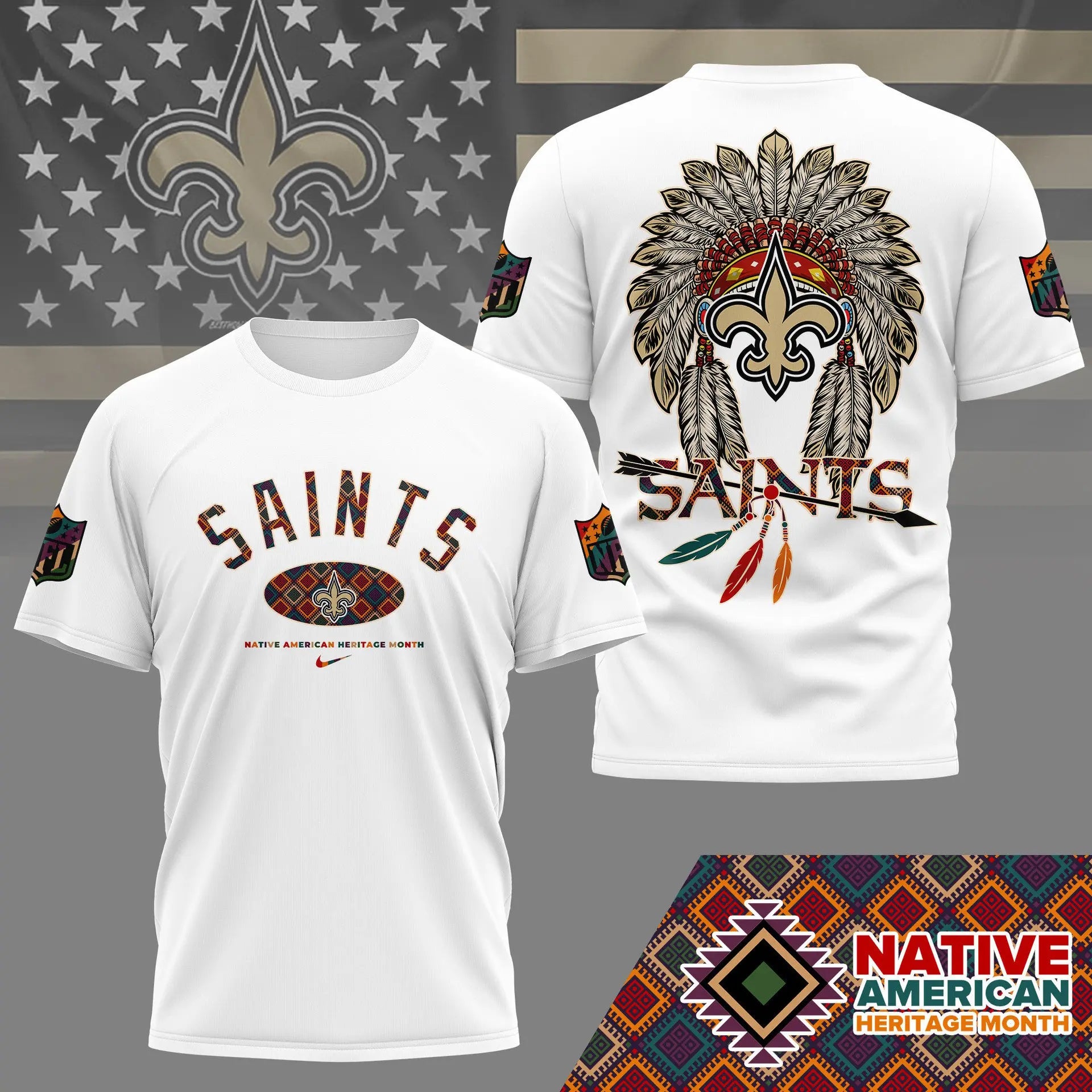 New Orleans Saints |Premium Native American Heritage Month 3D Shirt NY – HuddleStyle.com - Main