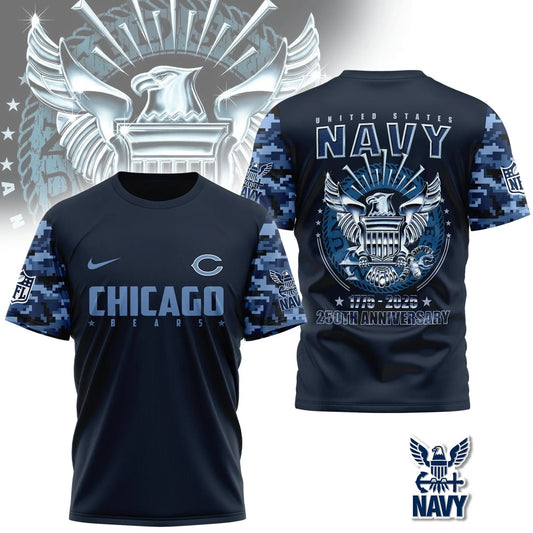 Chicago Bears | Premium Navy 250 Years 3D Shirt TD – HuddleStyle.com - Main