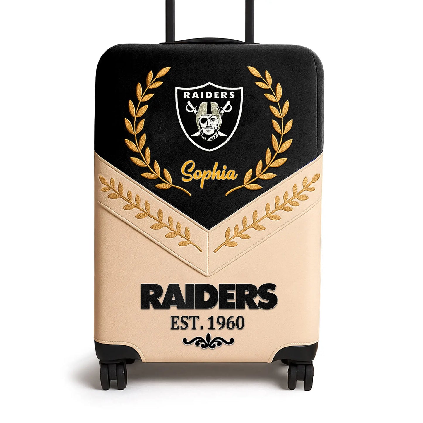 Las Vegas Raiders | Premium Personalized Luggage Cover TD – HuddleStyle.com - Main