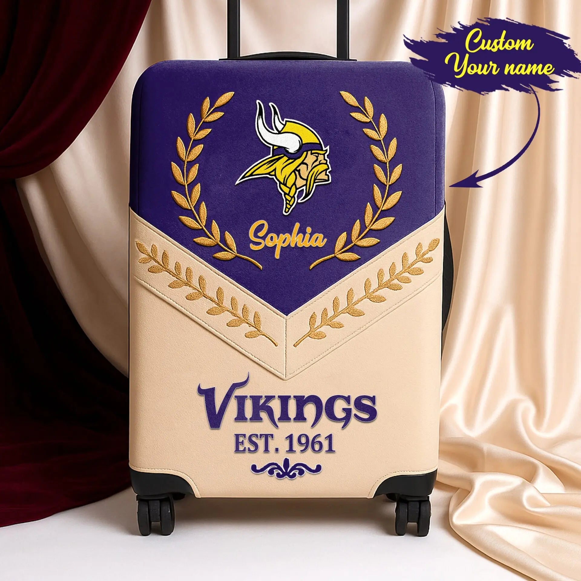 Minnesota Vikings | Premium Personalized Luggage Cover TD – HuddleStyle.com - Main
