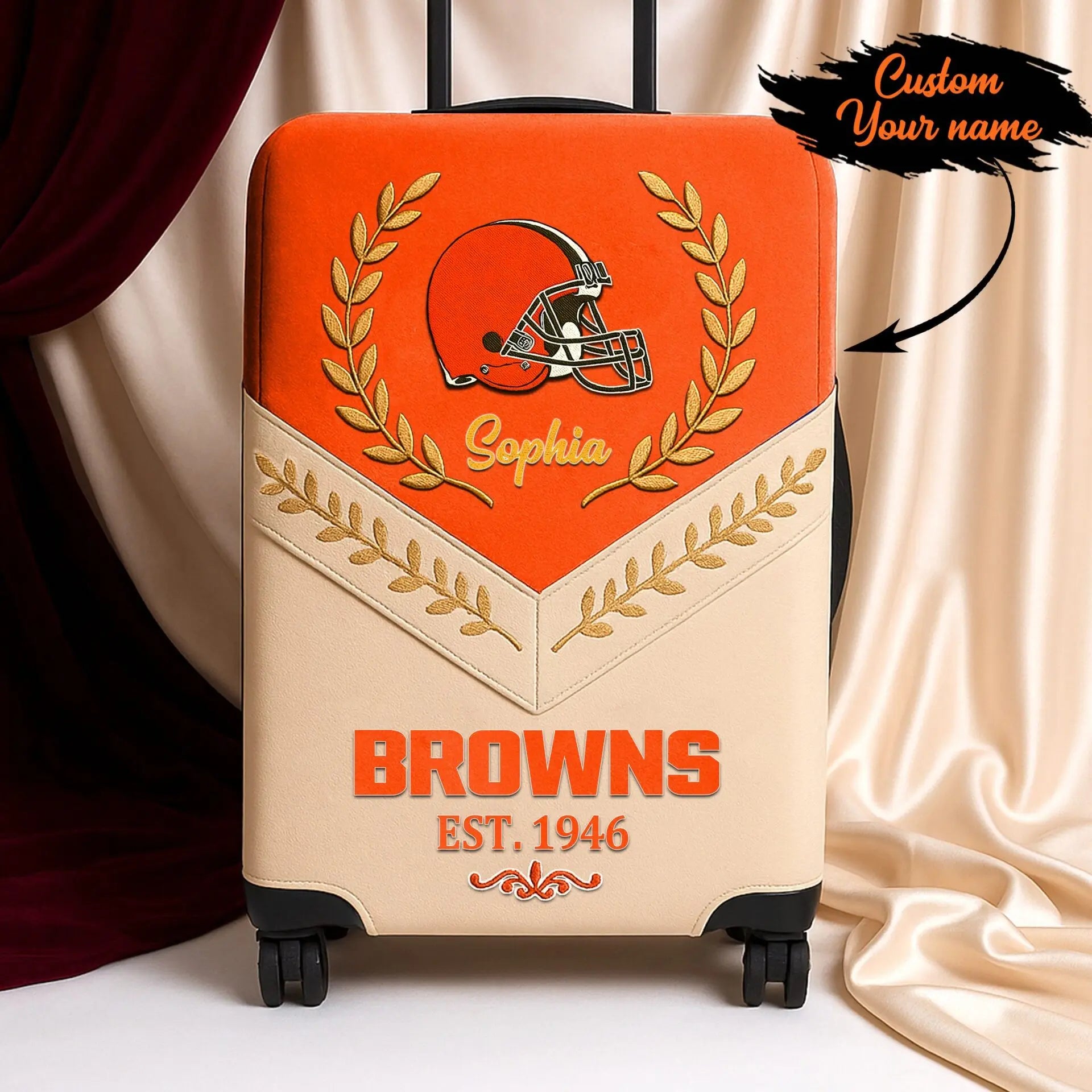 Cleveland Browns | Premium Personalized Luggage Cover TD – HuddleStyle.com - Main