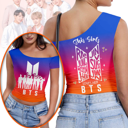 Premium BTS Short Sleeve One Shoulder Top NY