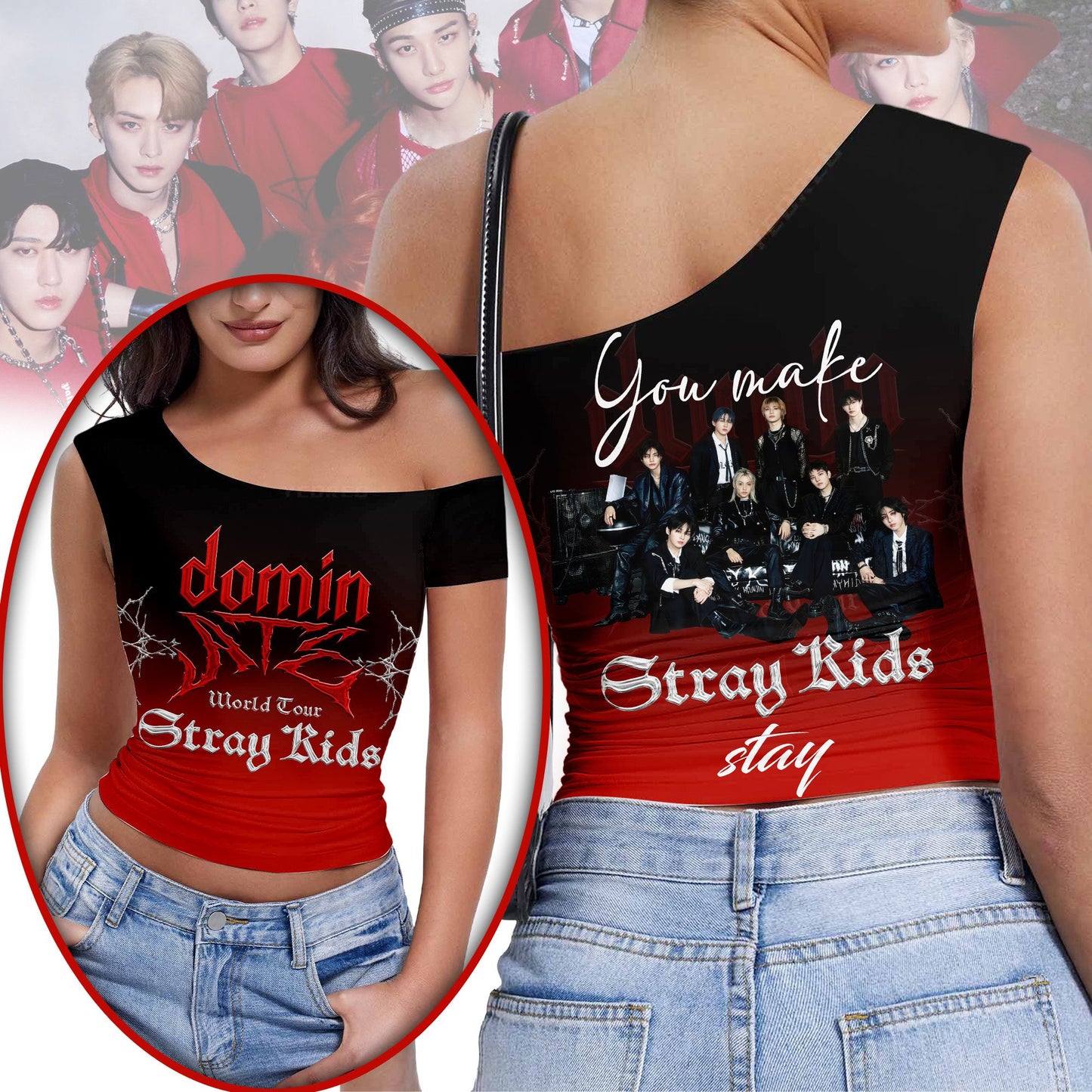 Premium STYK Short Sleeve One Shoulder Top NY