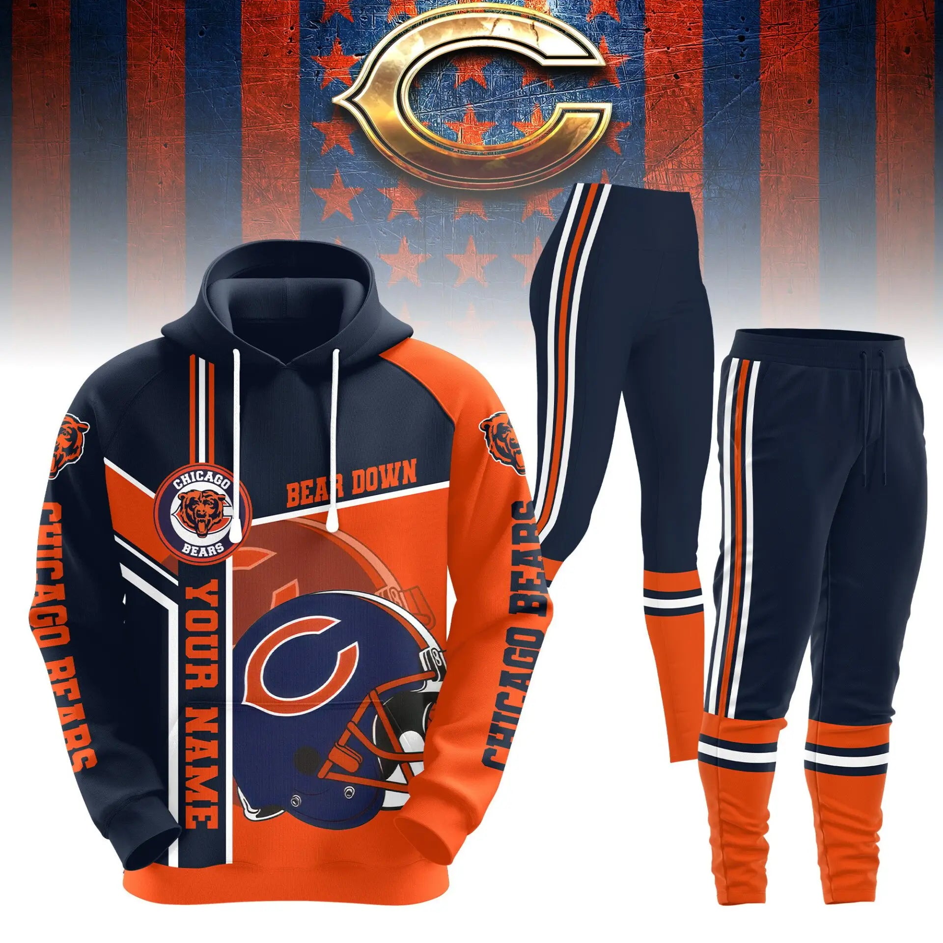 Chicago Bears | Premium Hoodie Legging and Jogger HI – HuddleStyle.com - Main