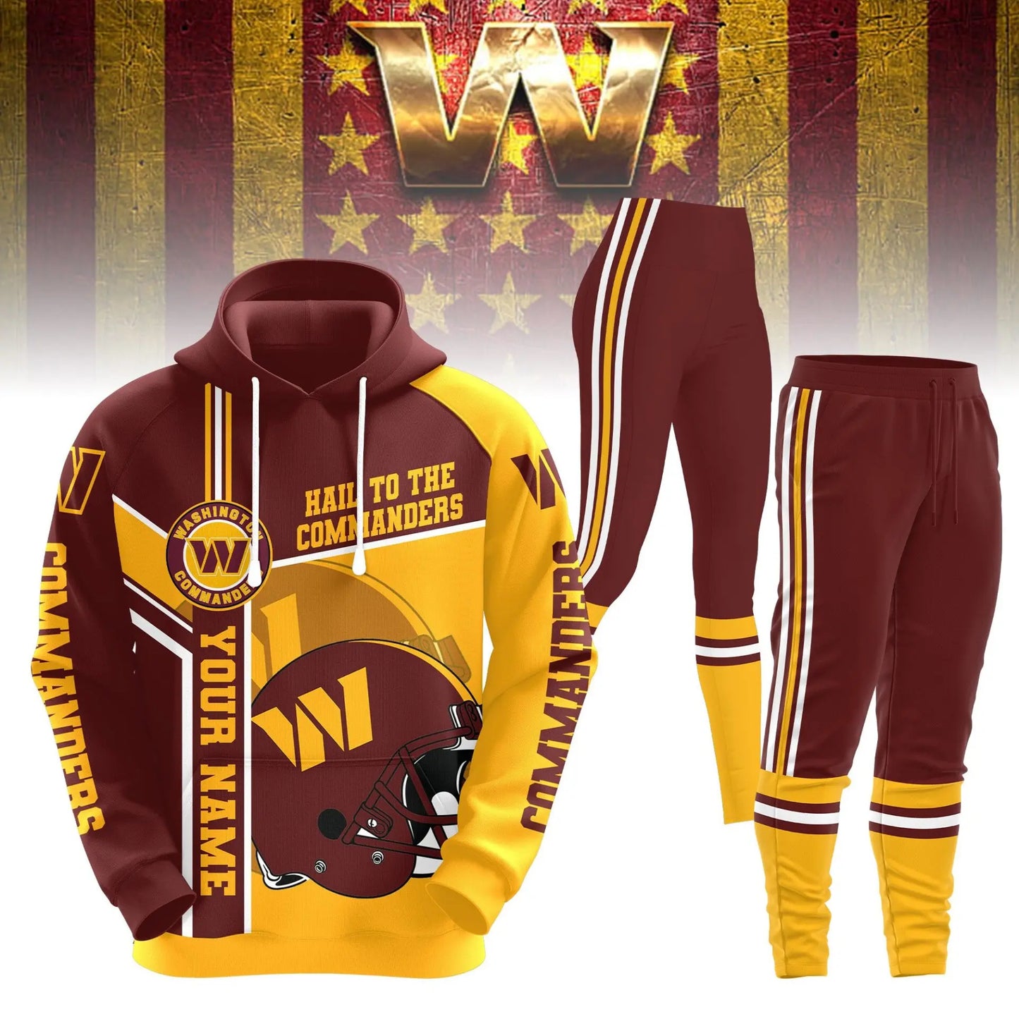Washington Commanders | Premium Hoodie Legging and Jogger HI – HuddleStyle.com - Main