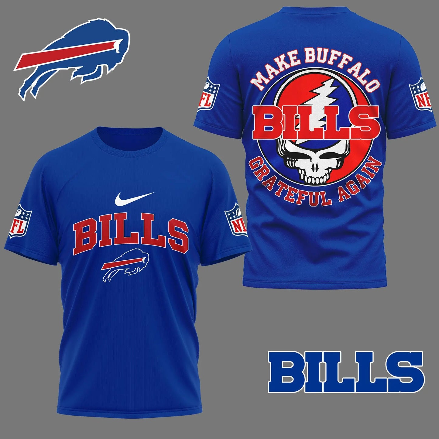 Buffalo Bills | Premium Grateful Game Day 3D Shirt NY – HuddleStyle.com - Image 3