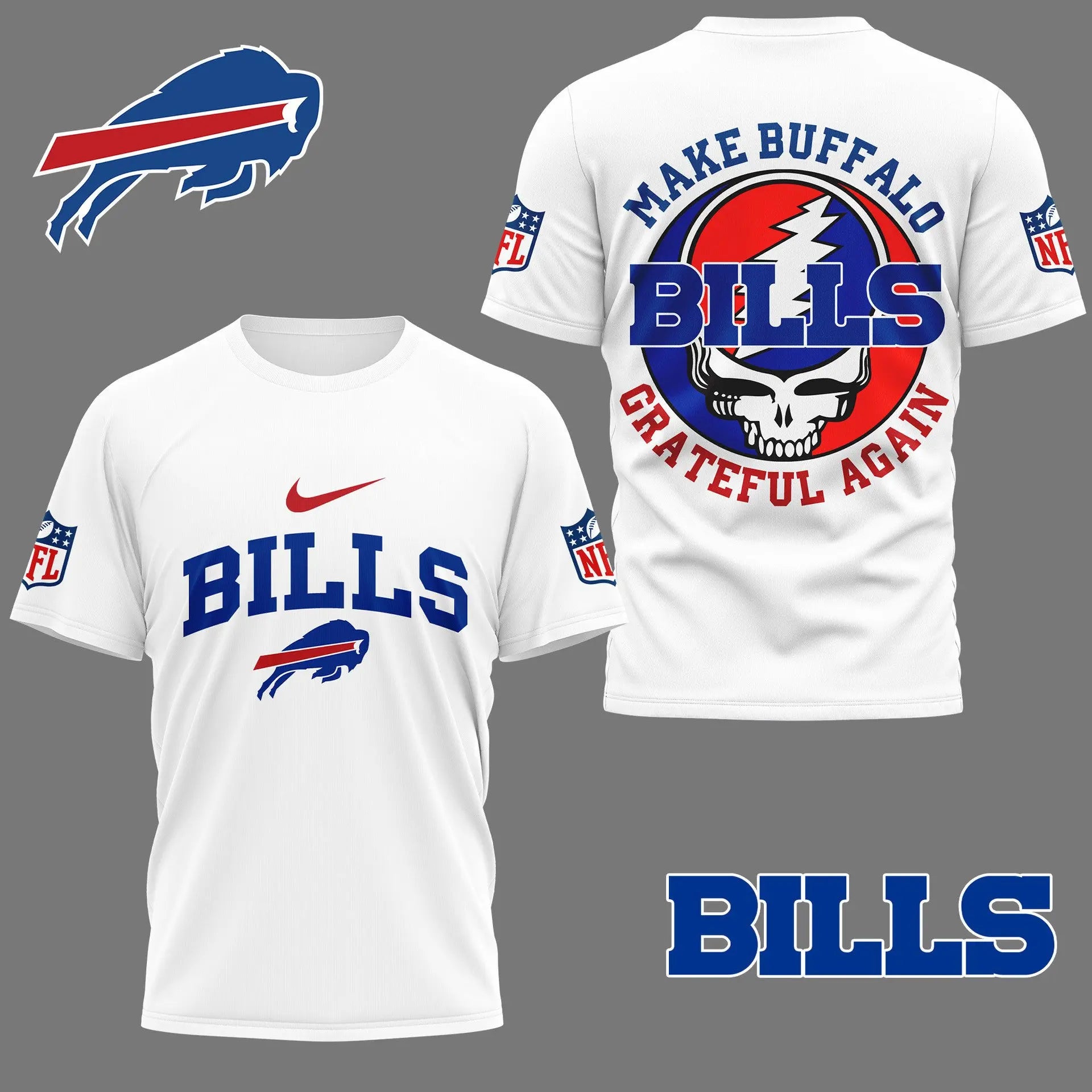 Buffalo Bills | Premium Grateful Game Day 3D Shirt NY – HuddleStyle.com - Image 2