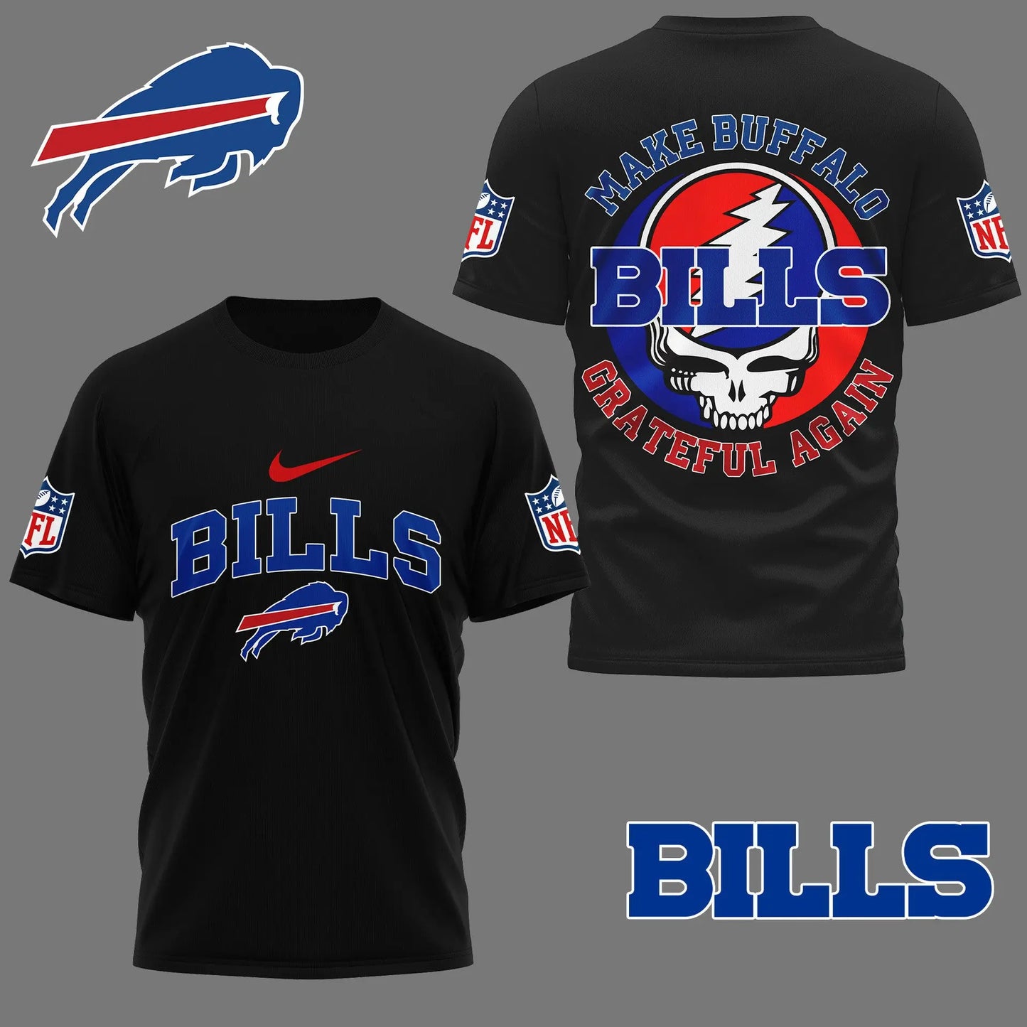 Buffalo Bills | Premium Grateful Game Day 3D Shirt NY – HuddleStyle.com - Main