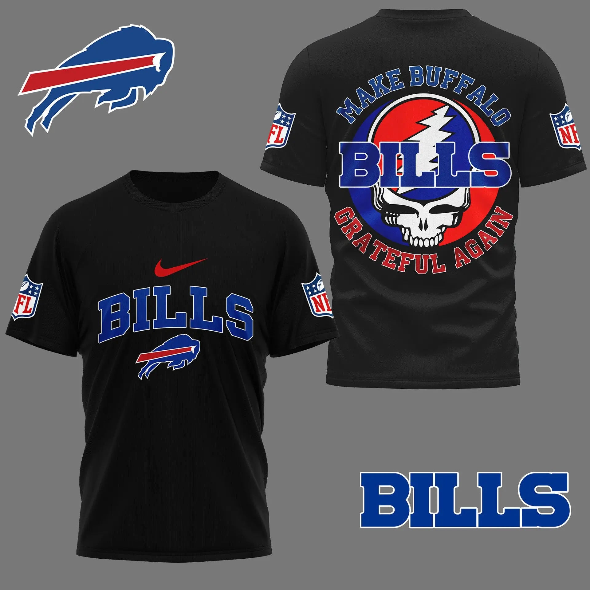 Buffalo Bills | Premium Grateful Game Day 3D Shirt NY – HuddleStyle.com - Main