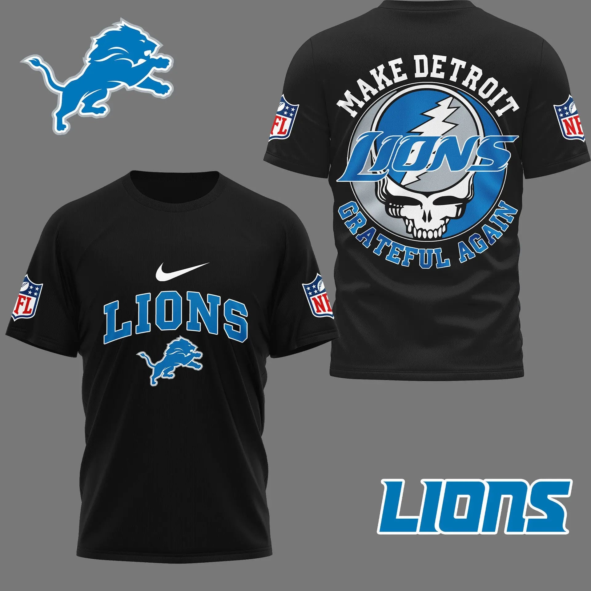 Detroit Lions | Premium Grateful Game Day 3D Shirt NY – HuddleStyle.com - Image 3