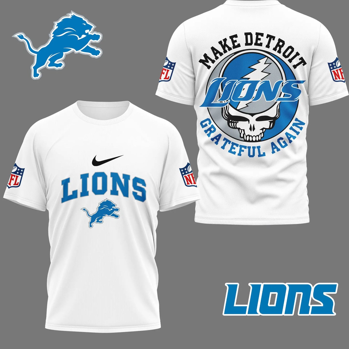 Detroit Lions | Premium Grateful Game Day 3D Shirt NY – HuddleStyle.com - Image 2