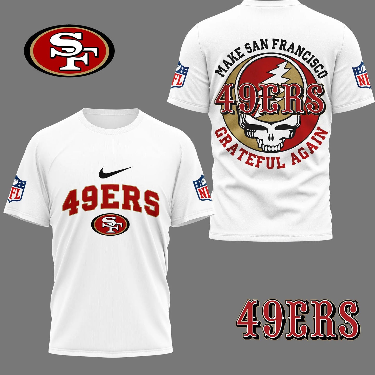 San Francisco 49ers | Premium Grateful Game Day 3D Shirt NY – HuddleStyle.com - Image 2