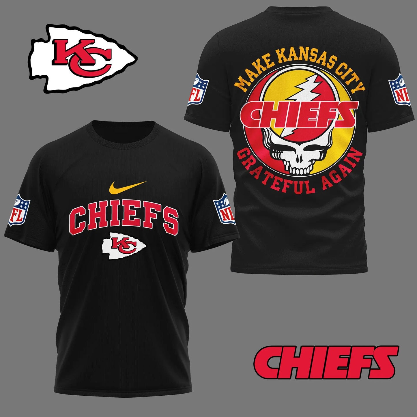 Kansas City Chiefs | Premium Grateful Game Day 3D Shirt NY – HuddleStyle.com - Image 2