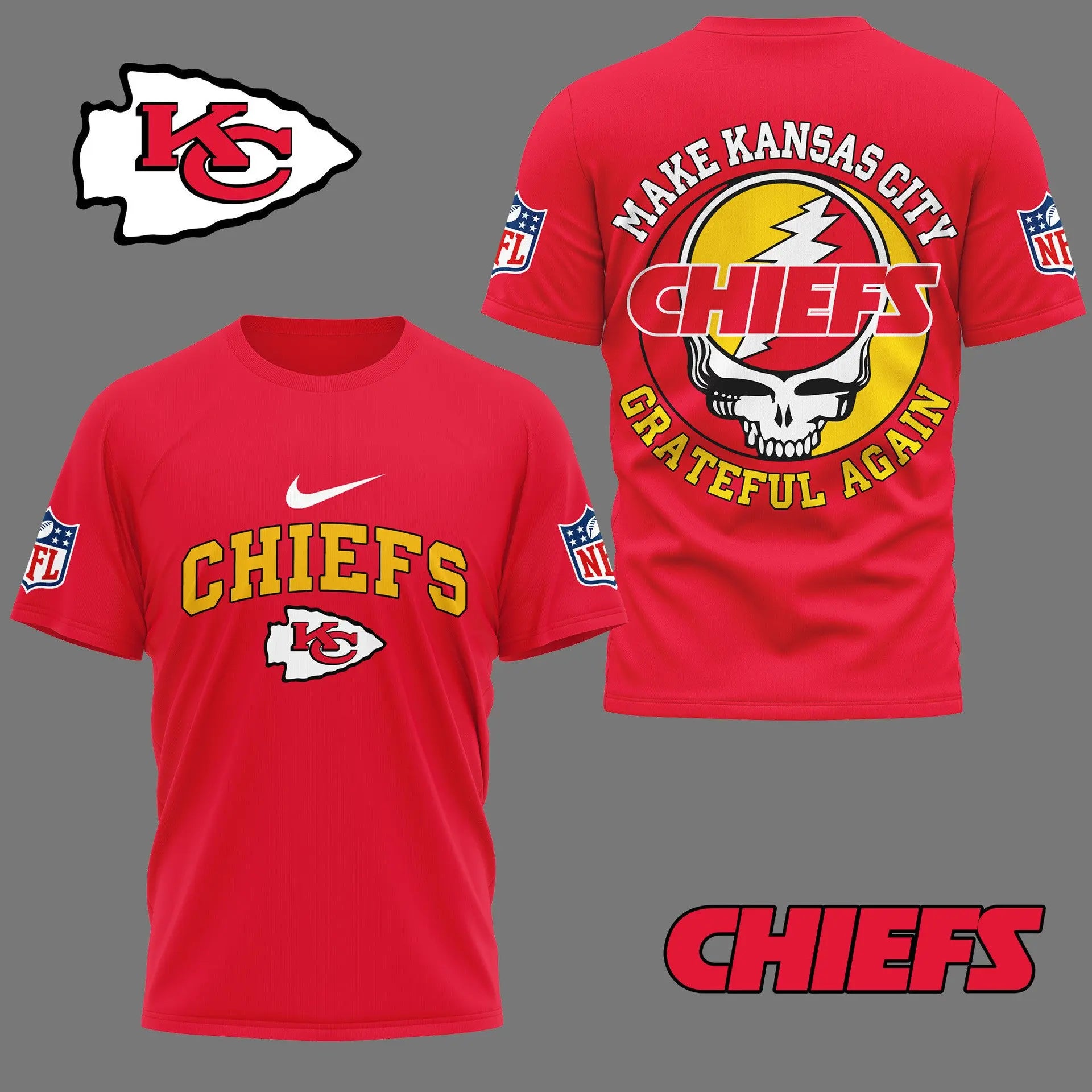 Kansas City Chiefs | Premium Grateful Game Day 3D Shirt NY – HuddleStyle.com - Image 3