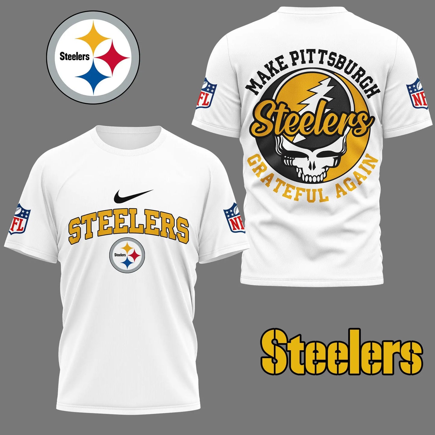 Pittsburgh Steelers | Premium Grateful Game Day 3D Shirt NY – HuddleStyle.com - Main