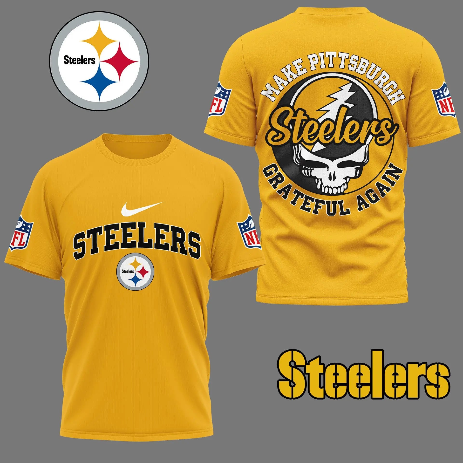 Pittsburgh Steelers | Premium Grateful Game Day 3D Shirt NY – HuddleStyle.com - Image 3