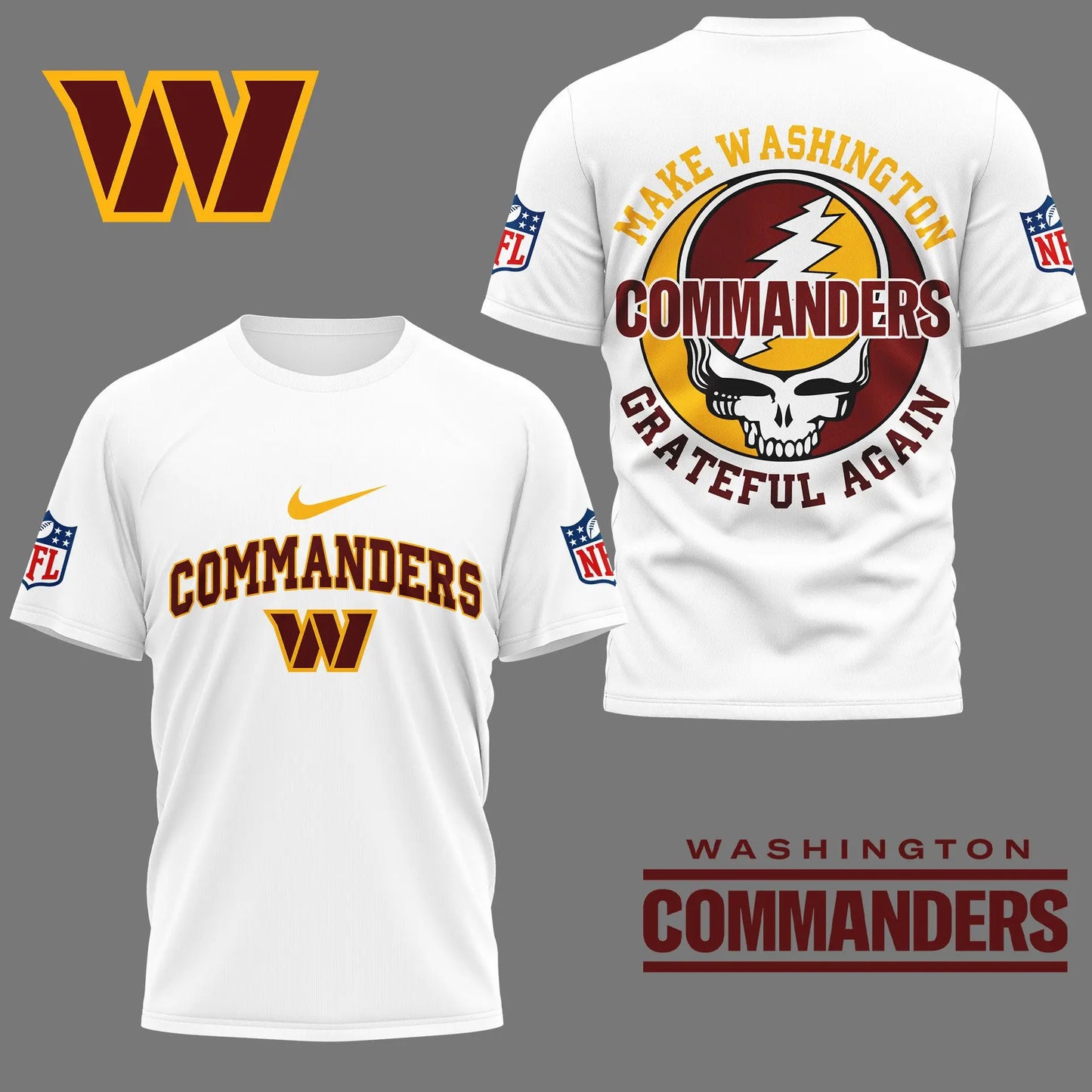 Washington Commanders | Premium Grateful Game Day 3D Shirt NY – HuddleStyle.com - Image 2