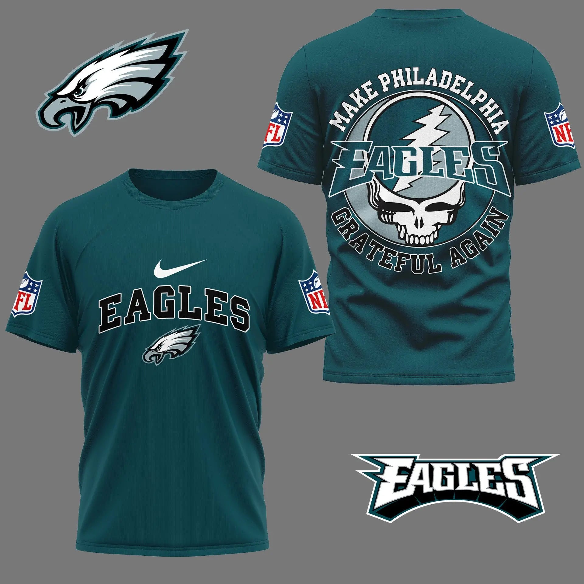 Philadelphia Eagles | Premium Grateful Game Day 3D Shirt NY – HuddleStyle.com - Image 3