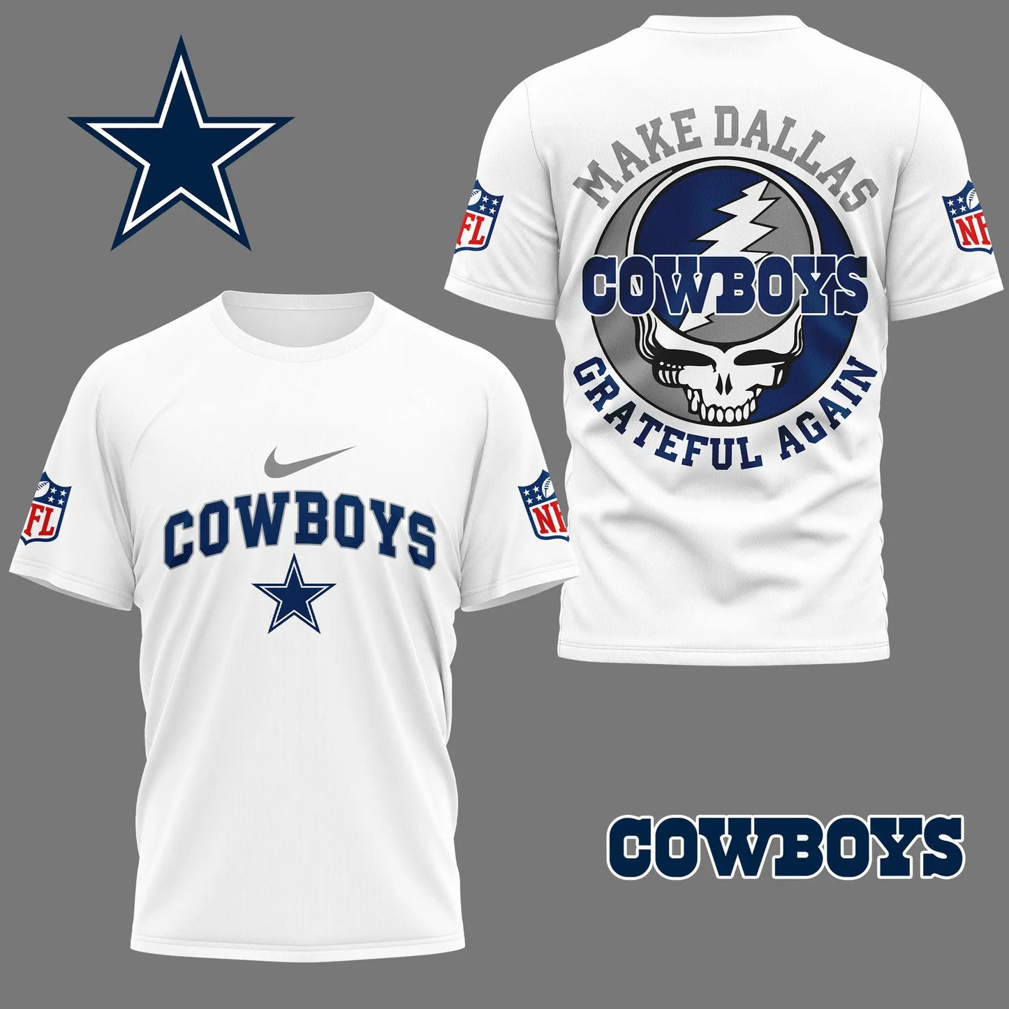 Dallas Cowboys | Premium Grateful Game Day 3D Shirt NY – HuddleStyle.com - Image 3