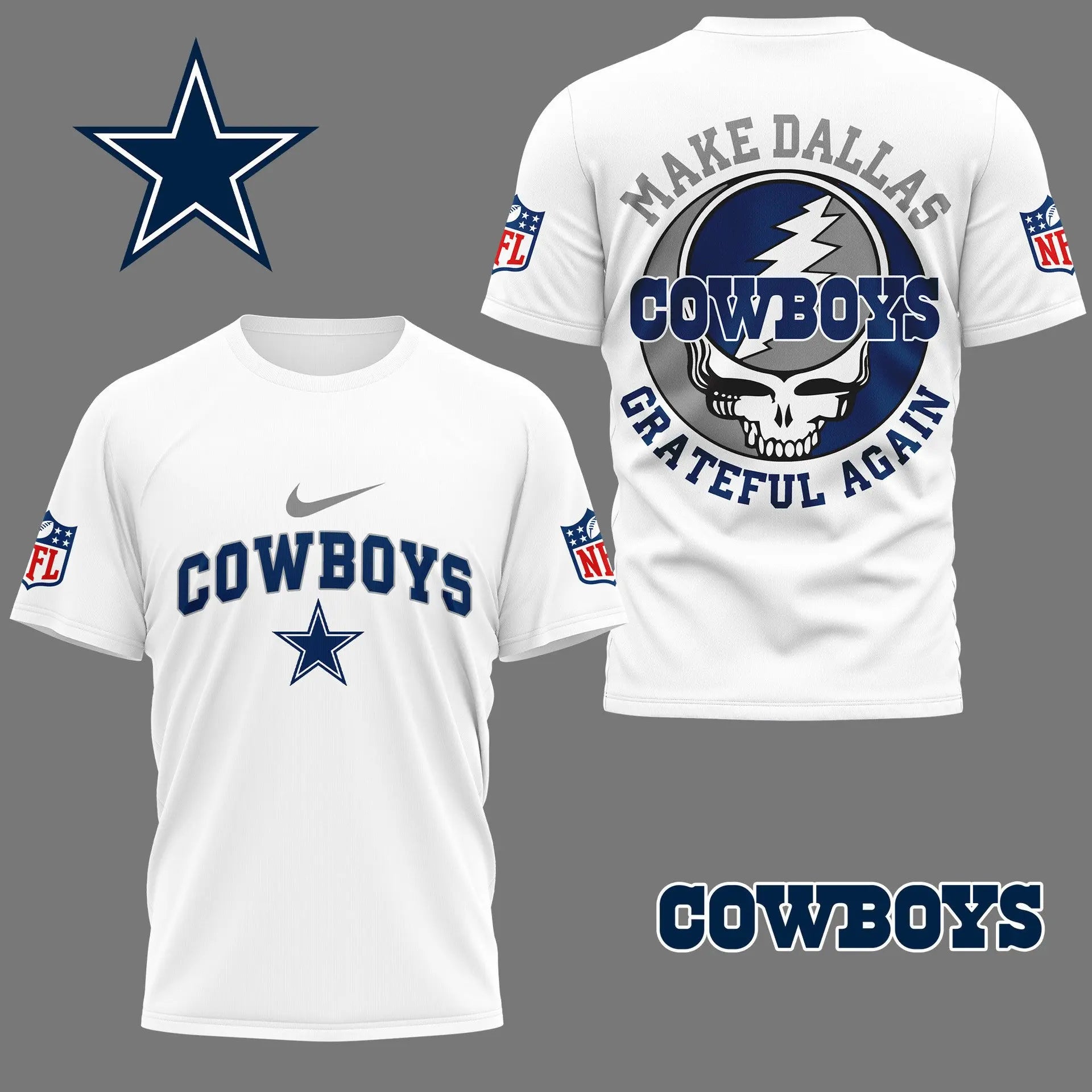 Dallas Cowboys | Premium Grateful Game Day 3D Shirt NY – HuddleStyle.com - Image 3