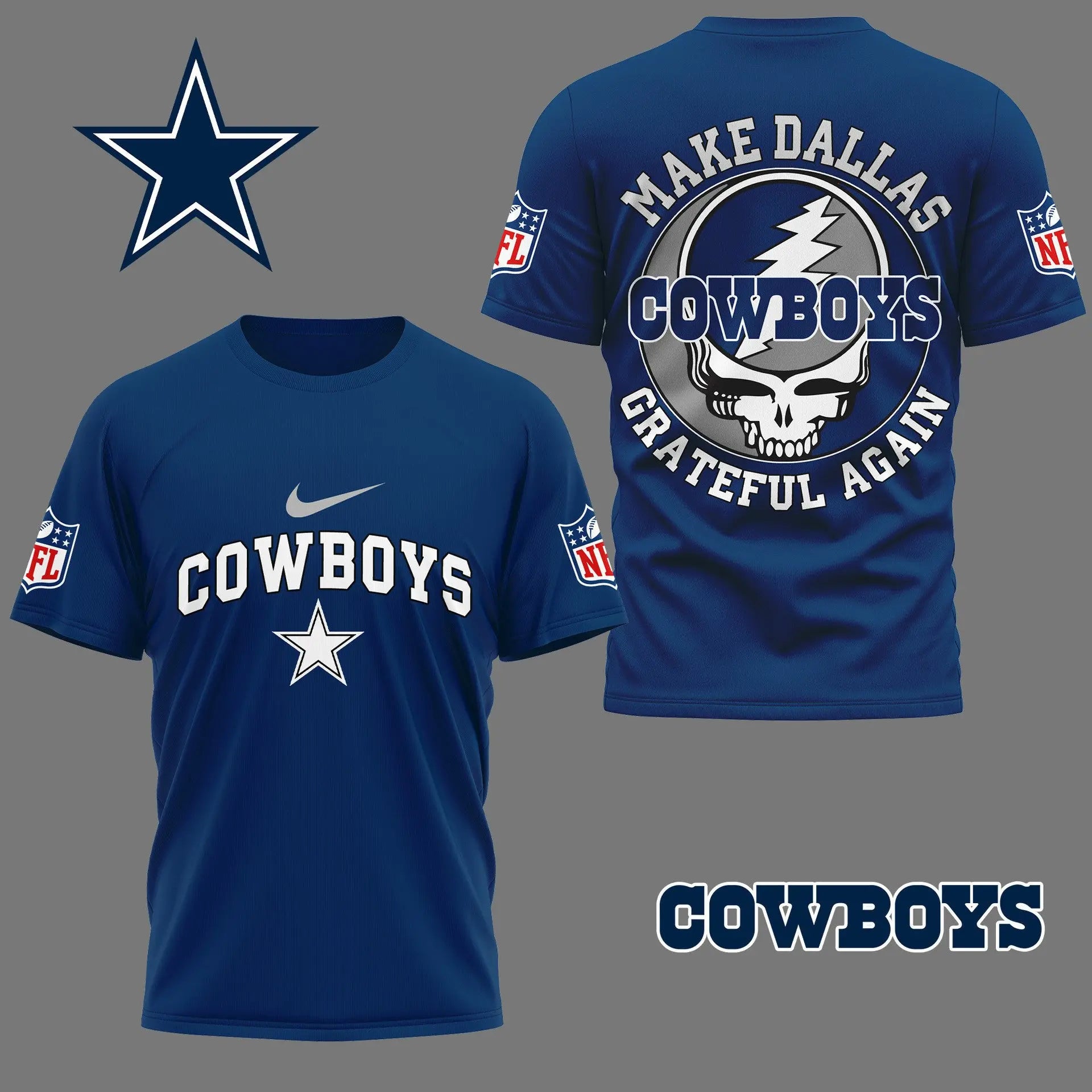 Dallas Cowboys | Premium Grateful Game Day 3D Shirt NY – HuddleStyle.com - Image 2
