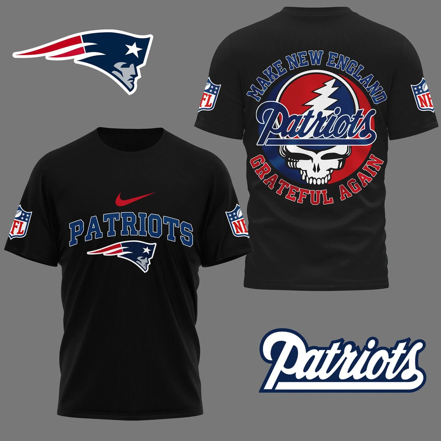 New England Patriots | Premium Grateful Game Day 3D Shirt NY – HuddleStyle.com - Image 3