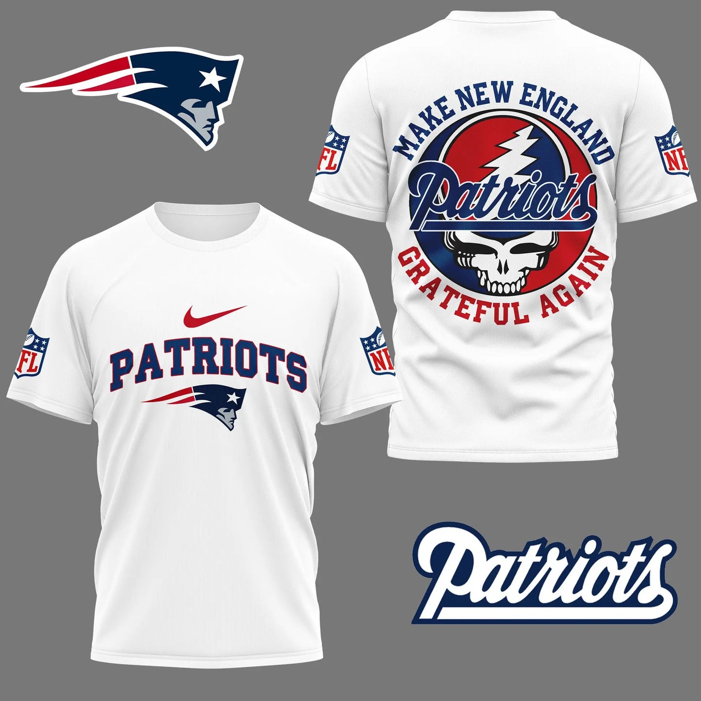 New England Patriots | Premium Grateful Game Day 3D Shirt NY – HuddleStyle.com - Image 2