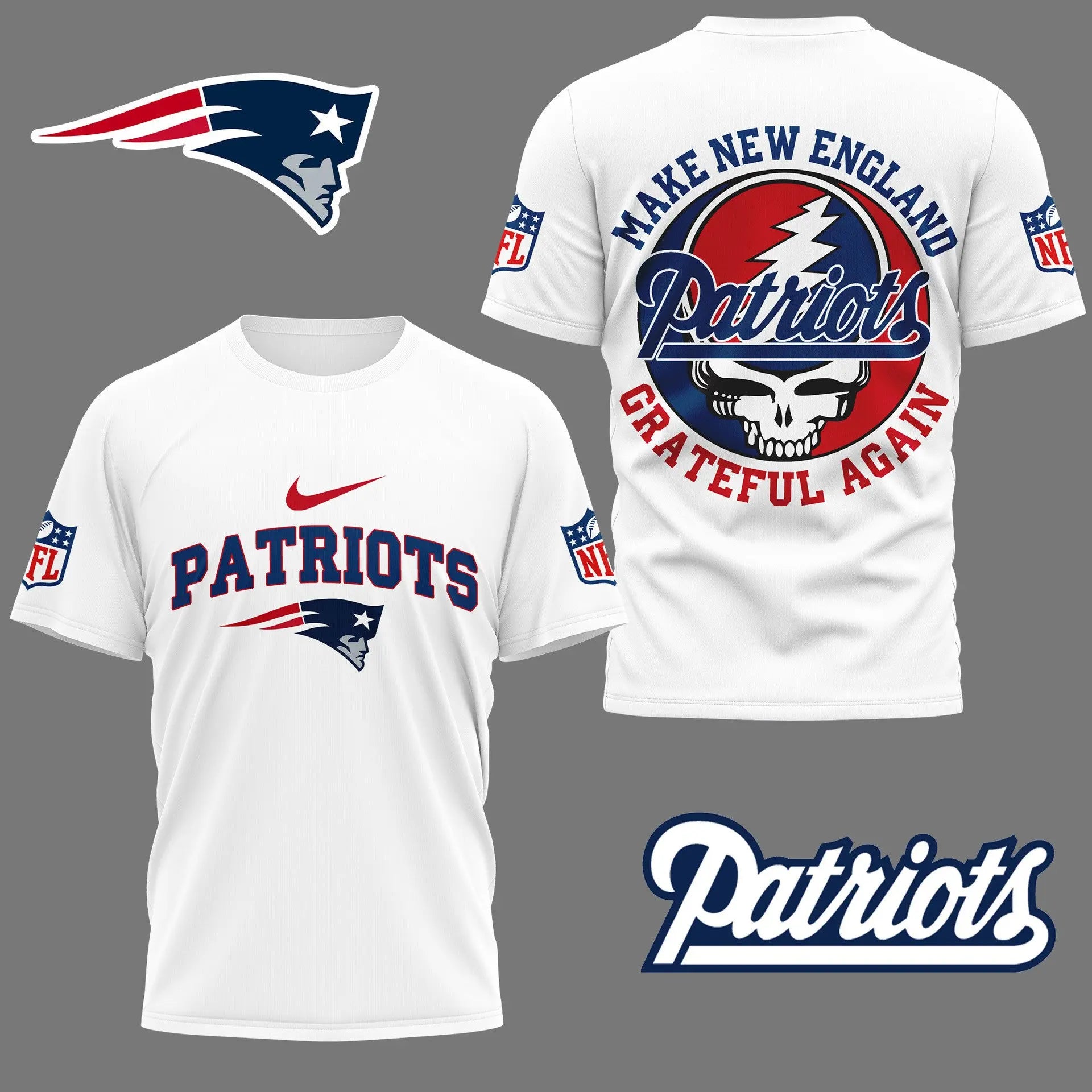 New England Patriots | Premium Grateful Game Day 3D Shirt NY – HuddleStyle.com - Image 2