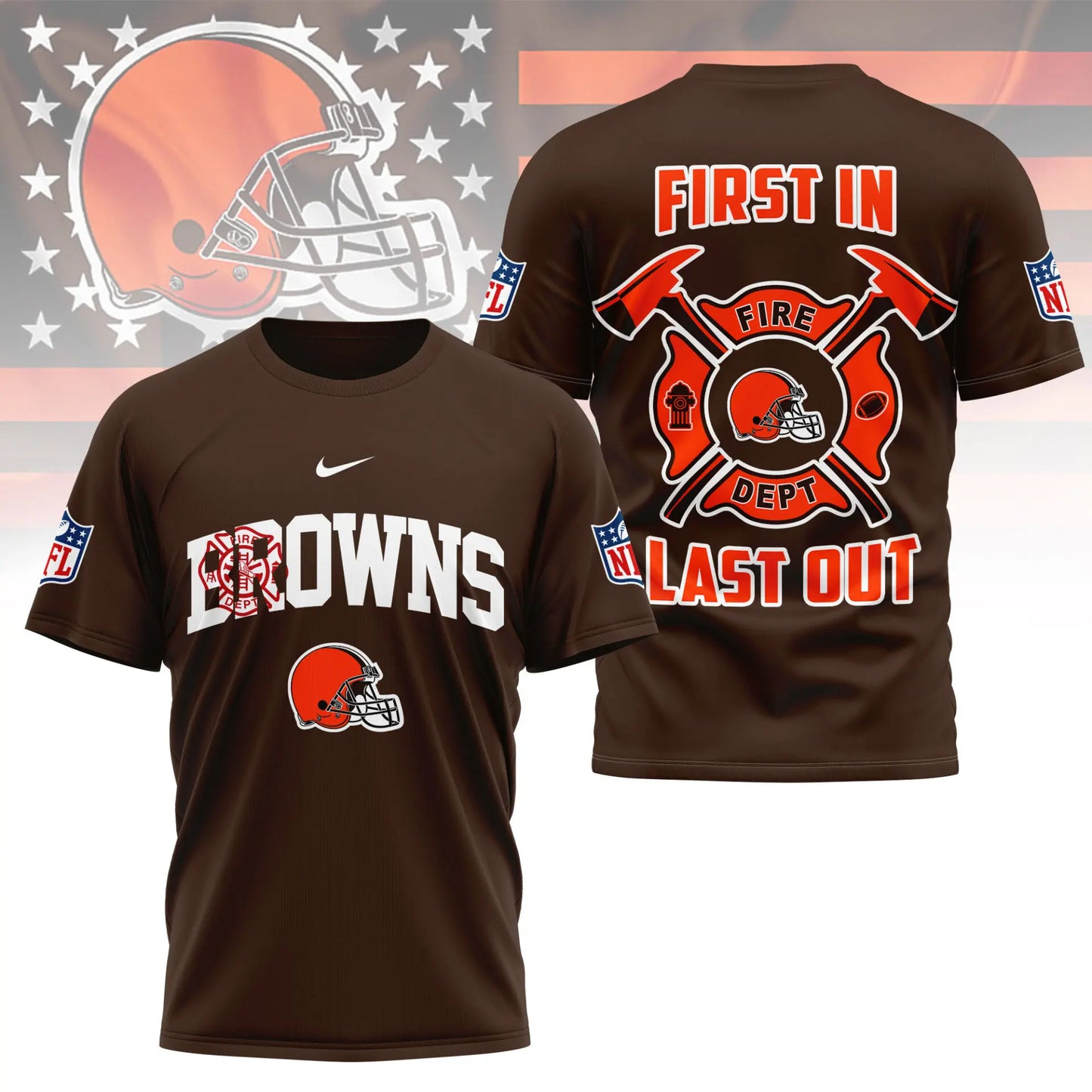 Cleveland Browns | Premium NFL Fire Dept 3D Shirt TD – HuddleStyle.com - Image 4