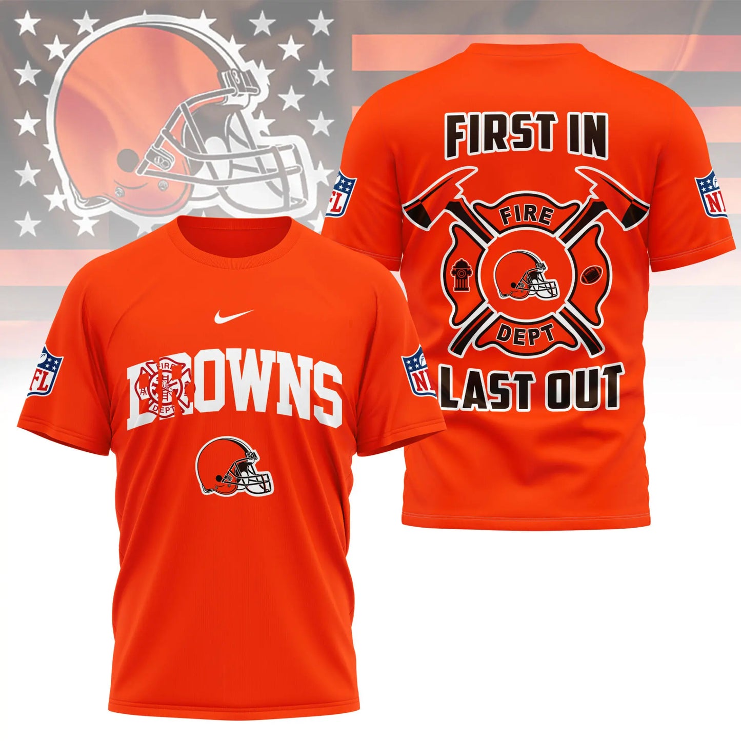 Cleveland Browns | Premium NFL Fire Dept 3D Shirt TD – HuddleStyle.com - Image 5