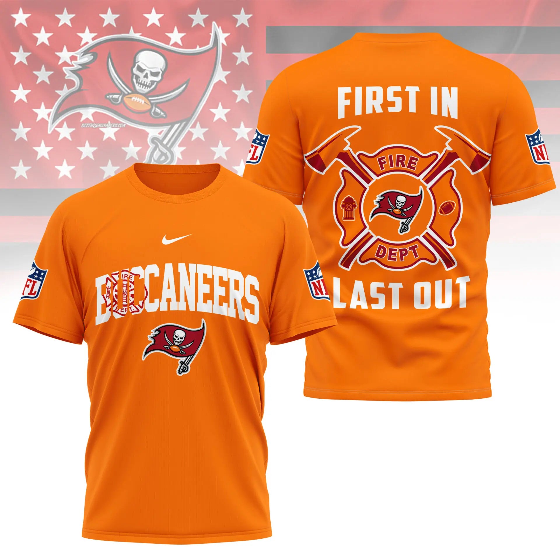 Tampa Bay Buccaneers | Premium NFL Fire Dept 3D Shirt TD – HuddleStyle.com - Image 5