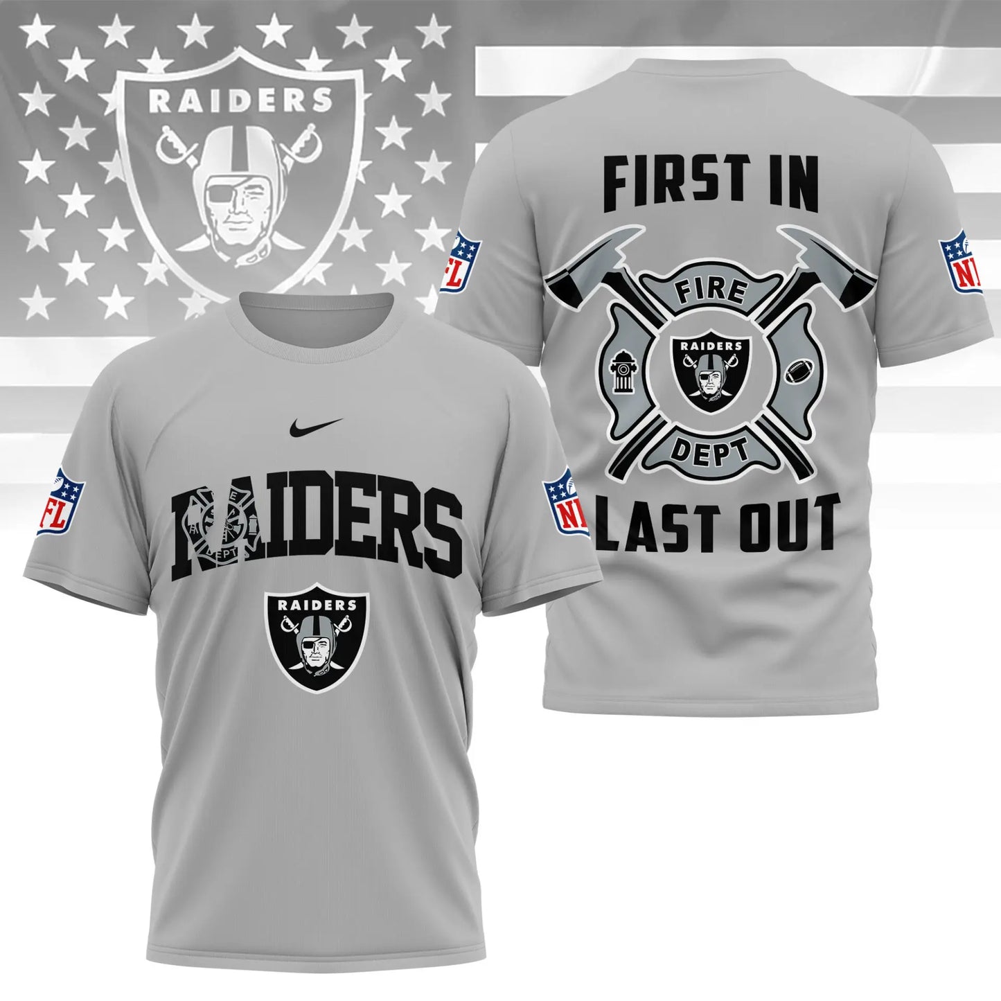 Las Vegas Raiders | Premium NFL Fire Dept 3D Shirt TD – HuddleStyle.com - Image 3
