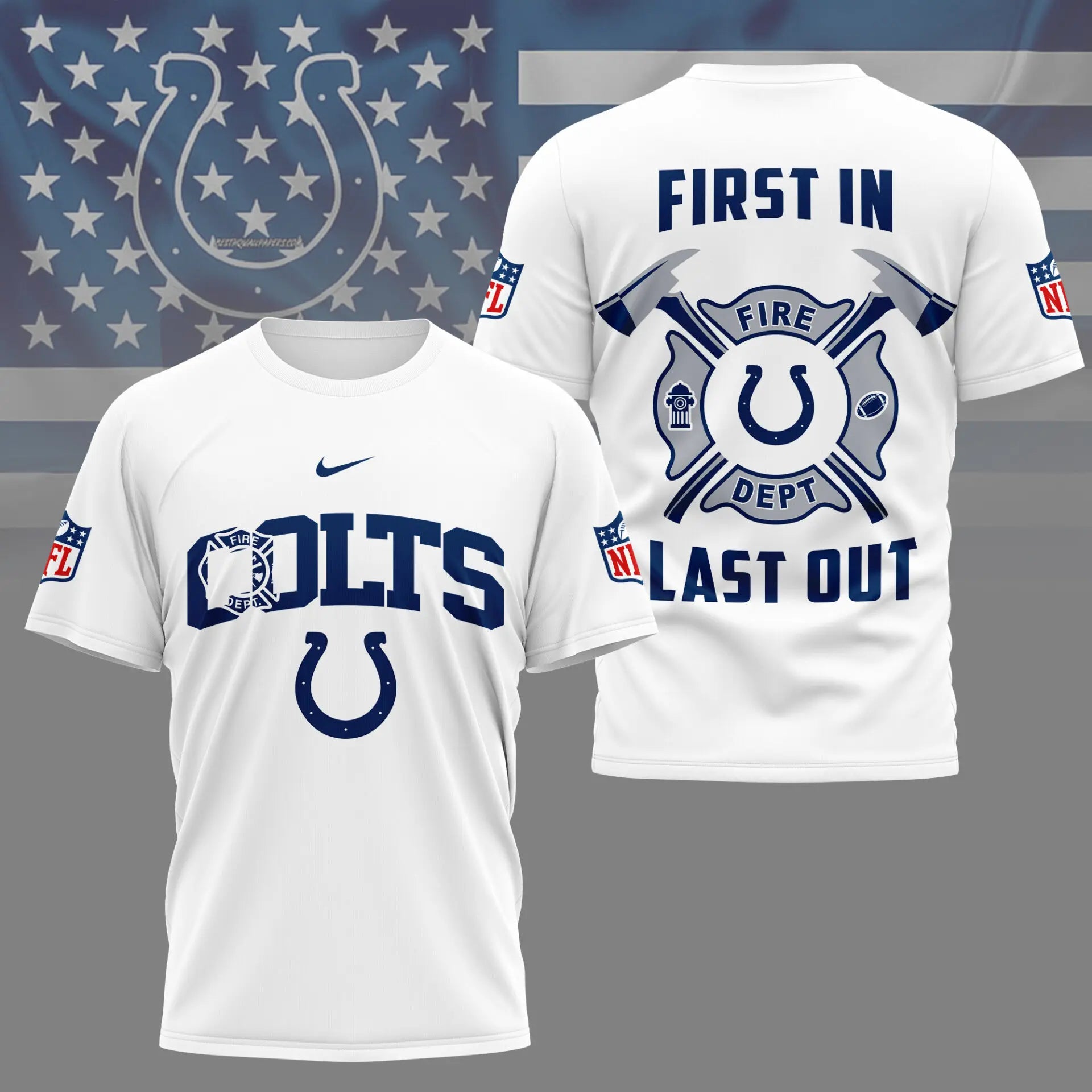 Indianapolis Colts | Premium NFL Fire Dept 3D Shirt TD – HuddleStyle.com - Main