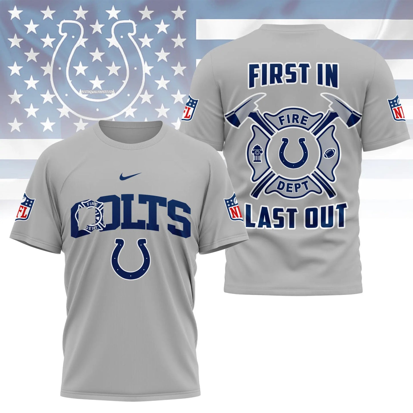 Indianapolis Colts | Premium NFL Fire Dept 3D Shirt TD – HuddleStyle.com - Image 4
