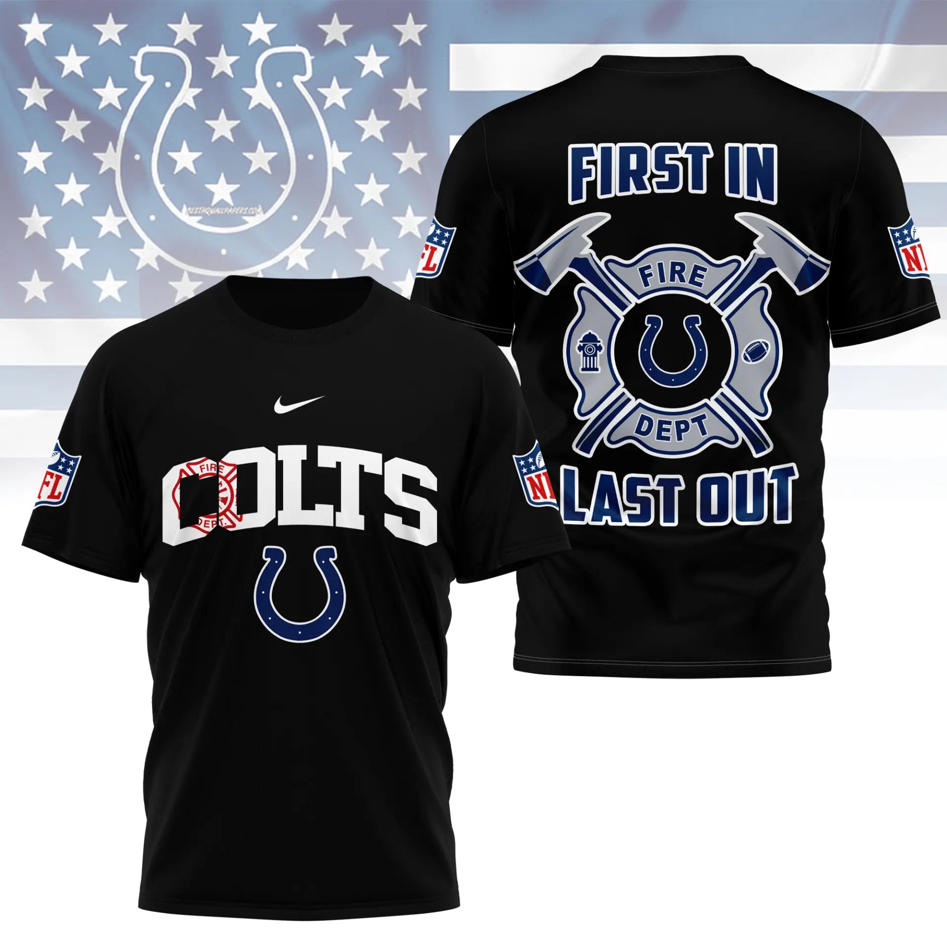 Indianapolis Colts | Premium NFL Fire Dept 3D Shirt TD – HuddleStyle.com - Image 2