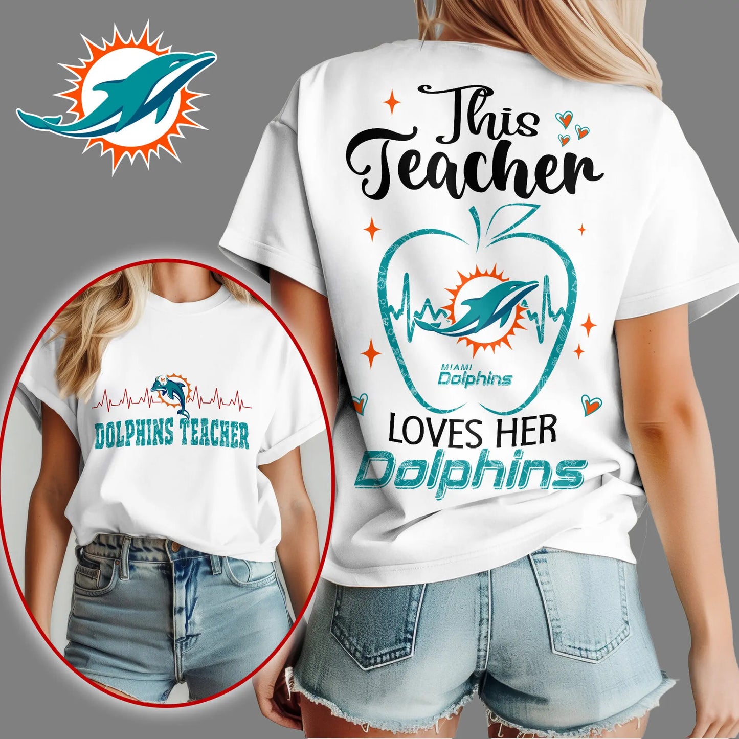 Miami Dolphins | Premium Teacher Appreciation Month Women Shirt NY – HuddleStyle.com - Image 2
