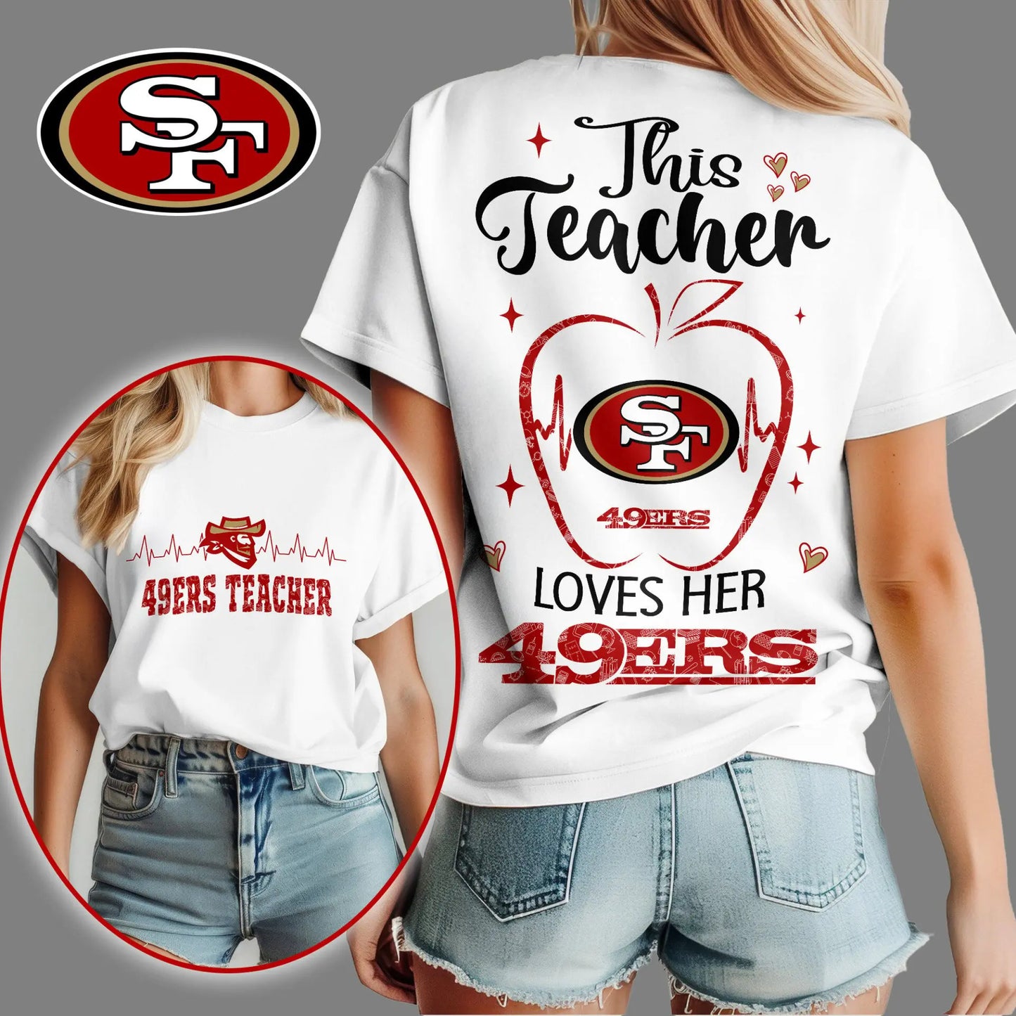 San Francisco 49ers | Premium Teacher Appreciation Month Women Shirt NY – HuddleStyle.com - Image 2