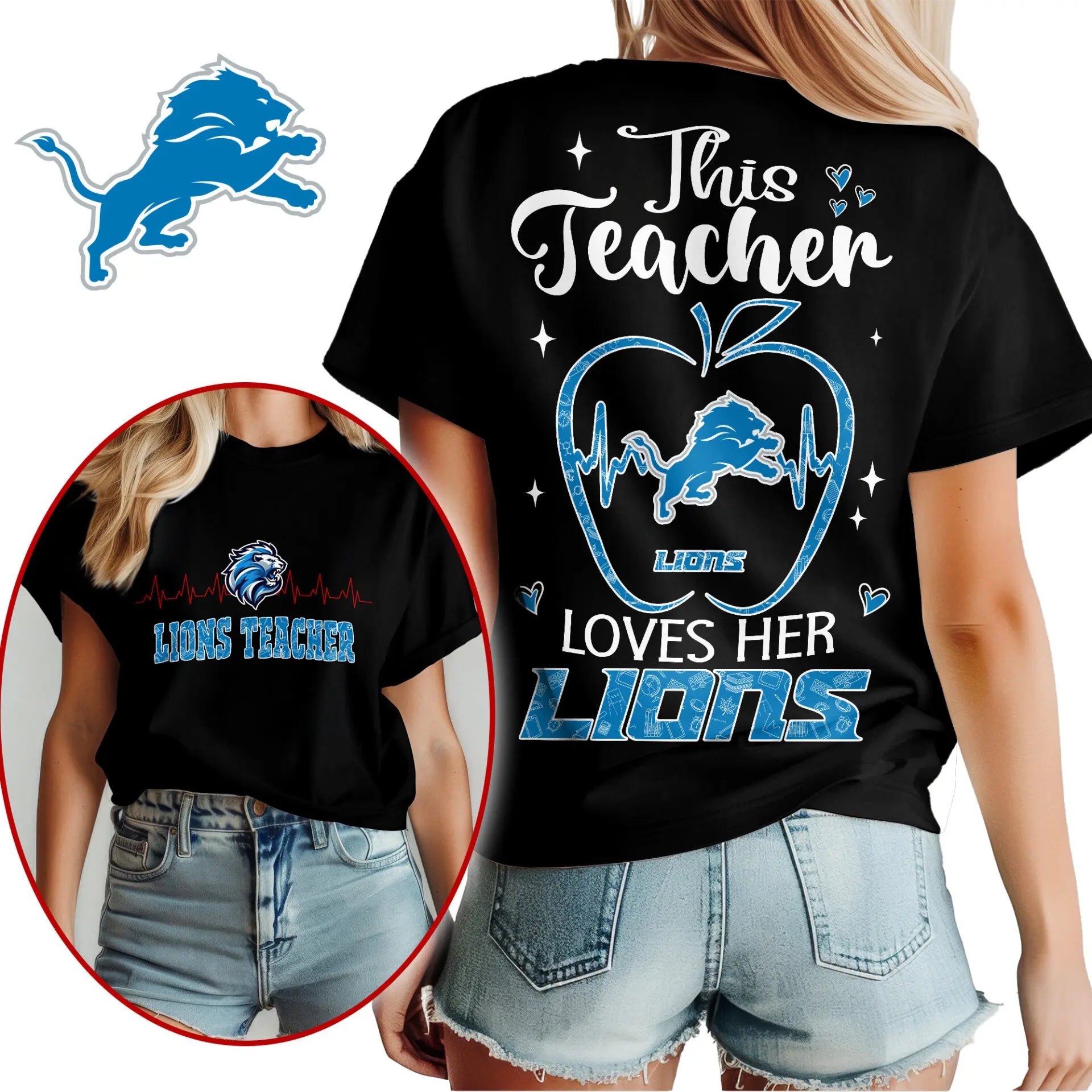 Detroit Lions | Premium Teacher Appreciation Month Women Shirt NY – HuddleStyle.com - Image 3