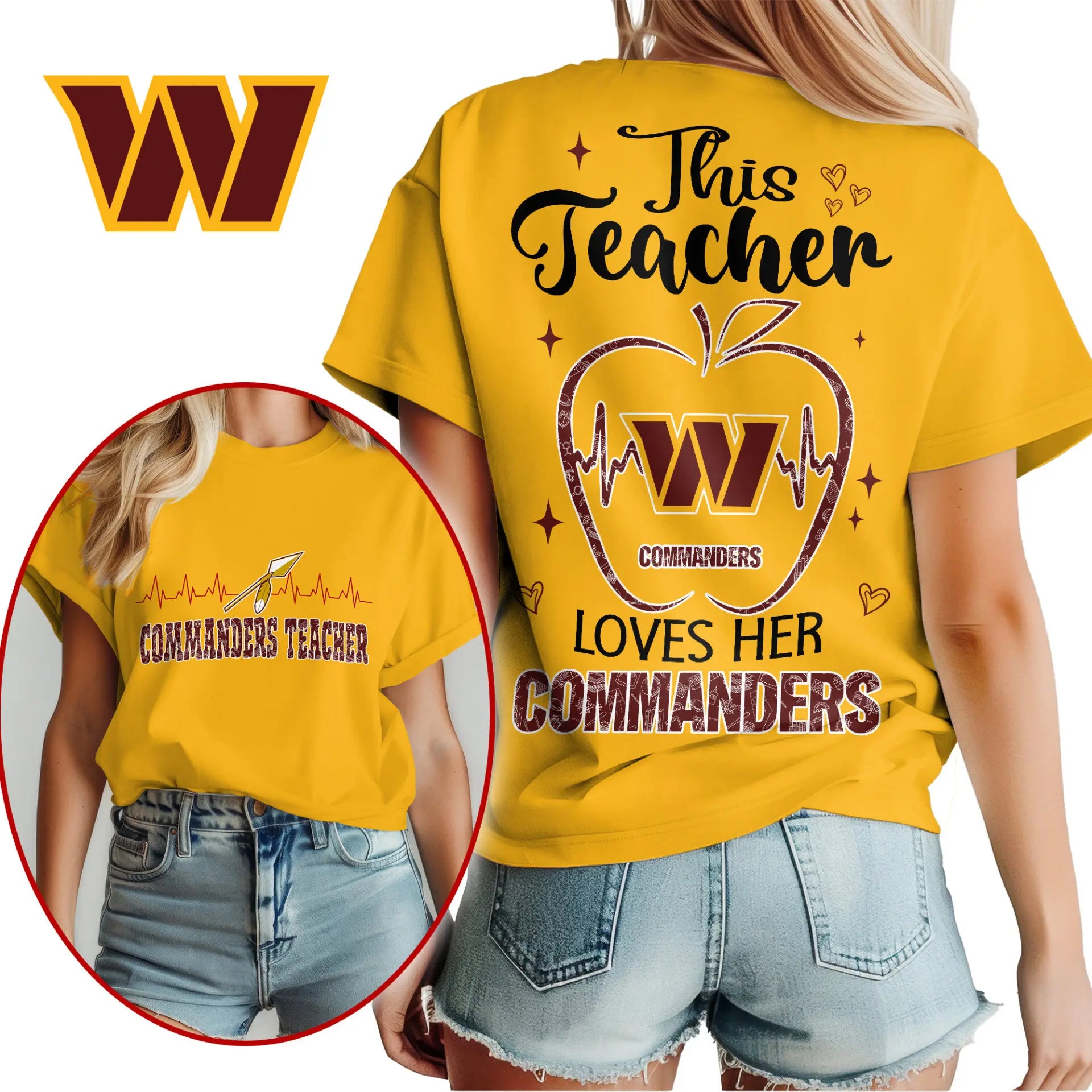 Washington Commanders | Premium Teacher Appreciation Month Women Shirt NY – HuddleStyle.com - Main
