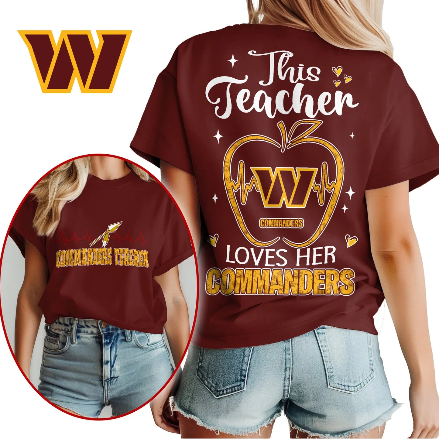 Washington Commanders | Premium Teacher Appreciation Month Women Shirt NY – HuddleStyle.com - Image 2